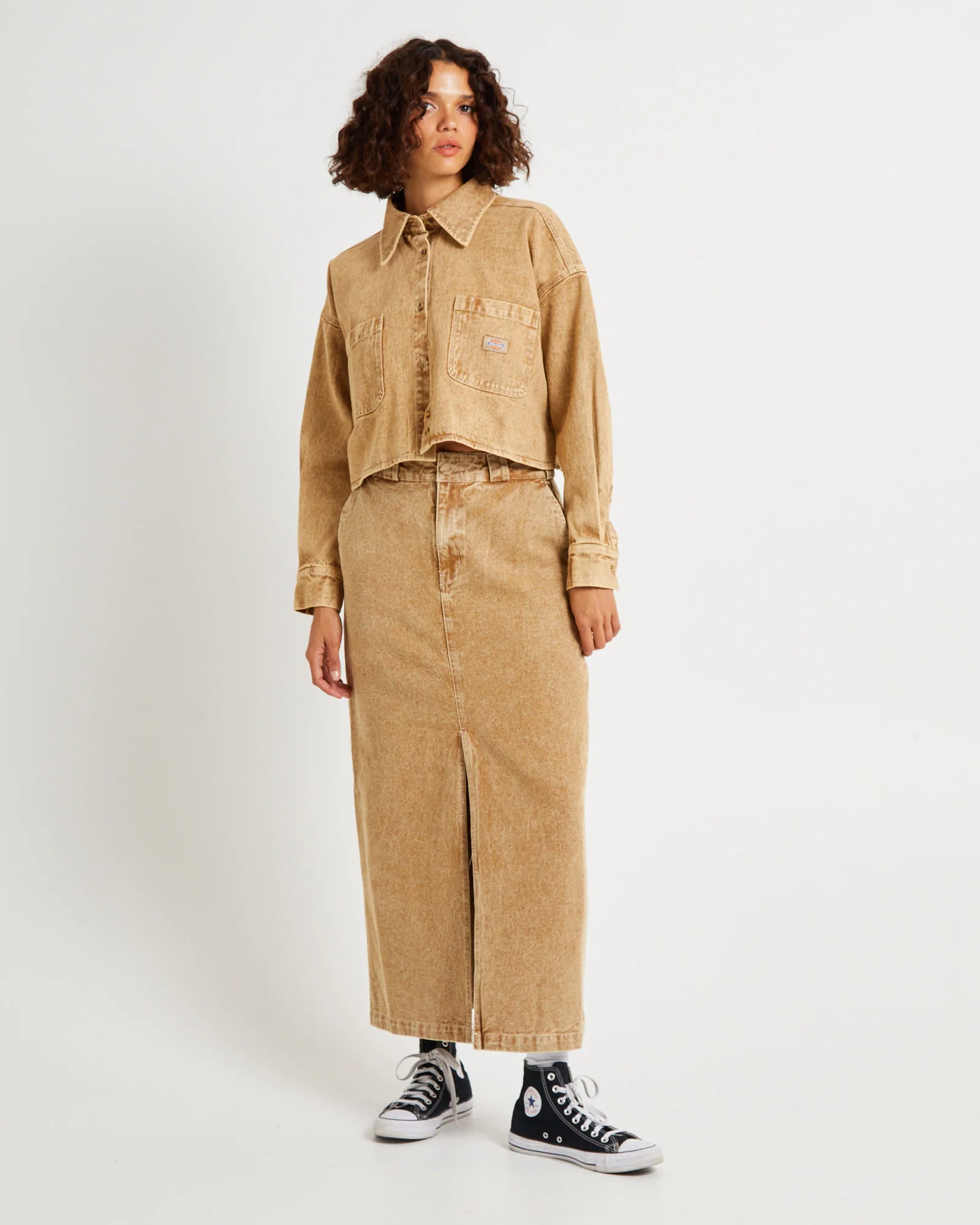 Florence Aged Denim Cropped Shacket - Image 3
