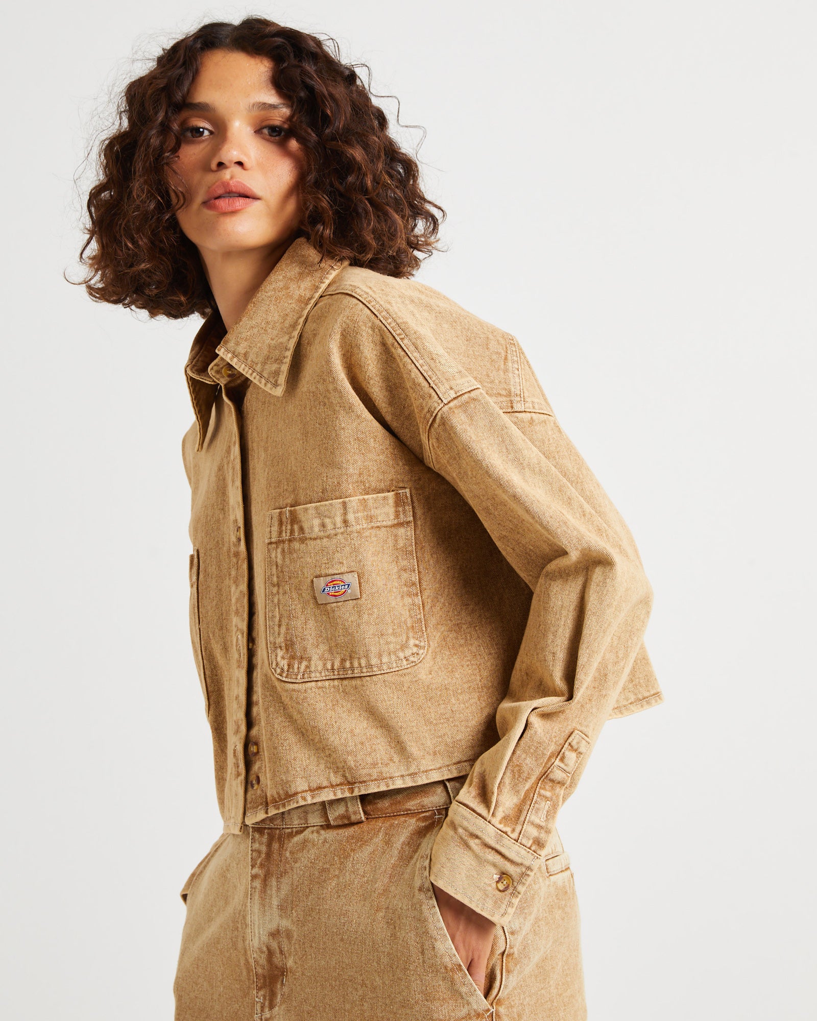Florence Aged Denim Cropped Shacket - Image 5