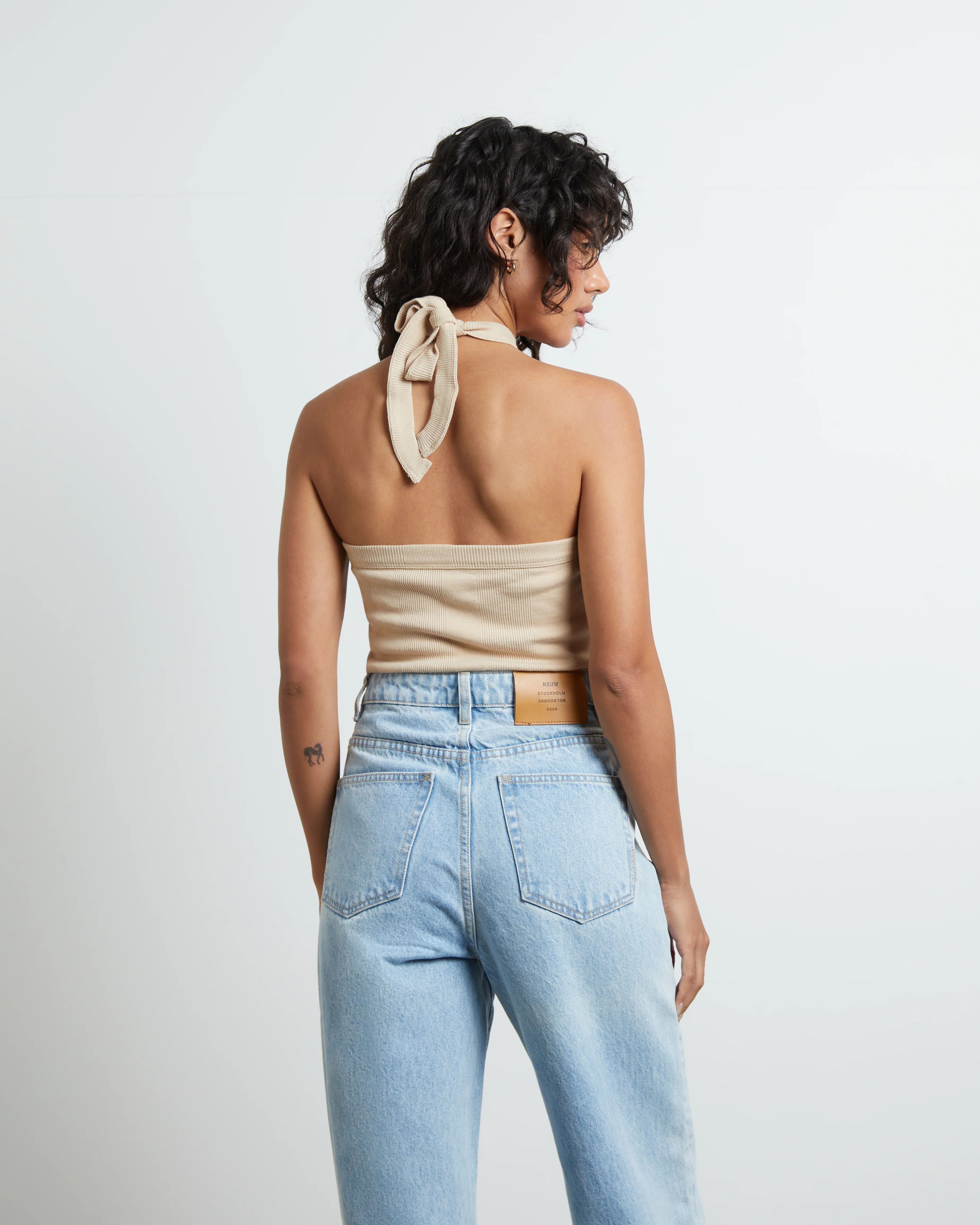 Frenchie Halter Top in Bleached Sand - Image 2