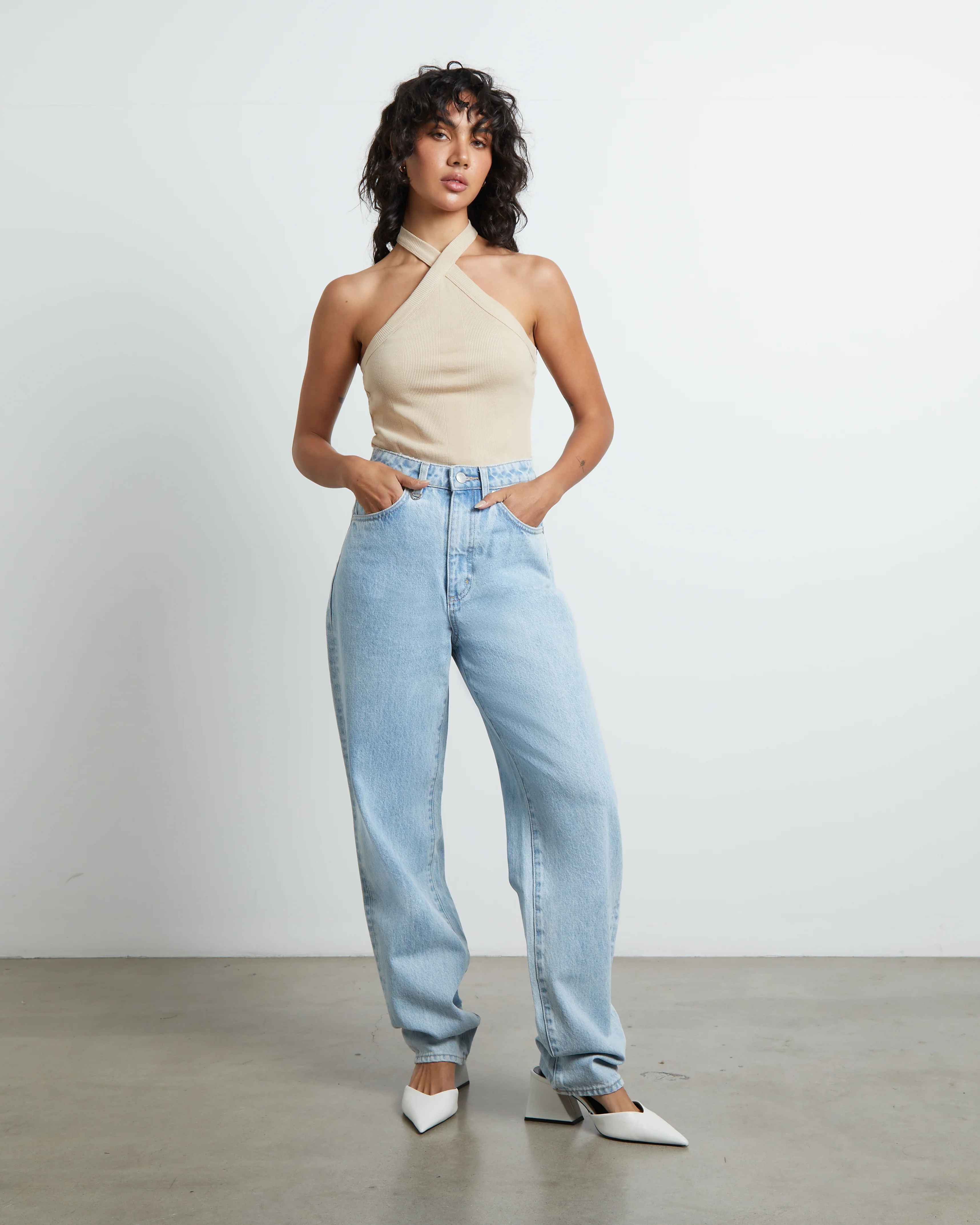Frenchie Halter Top in Bleached Sand - Image 3
