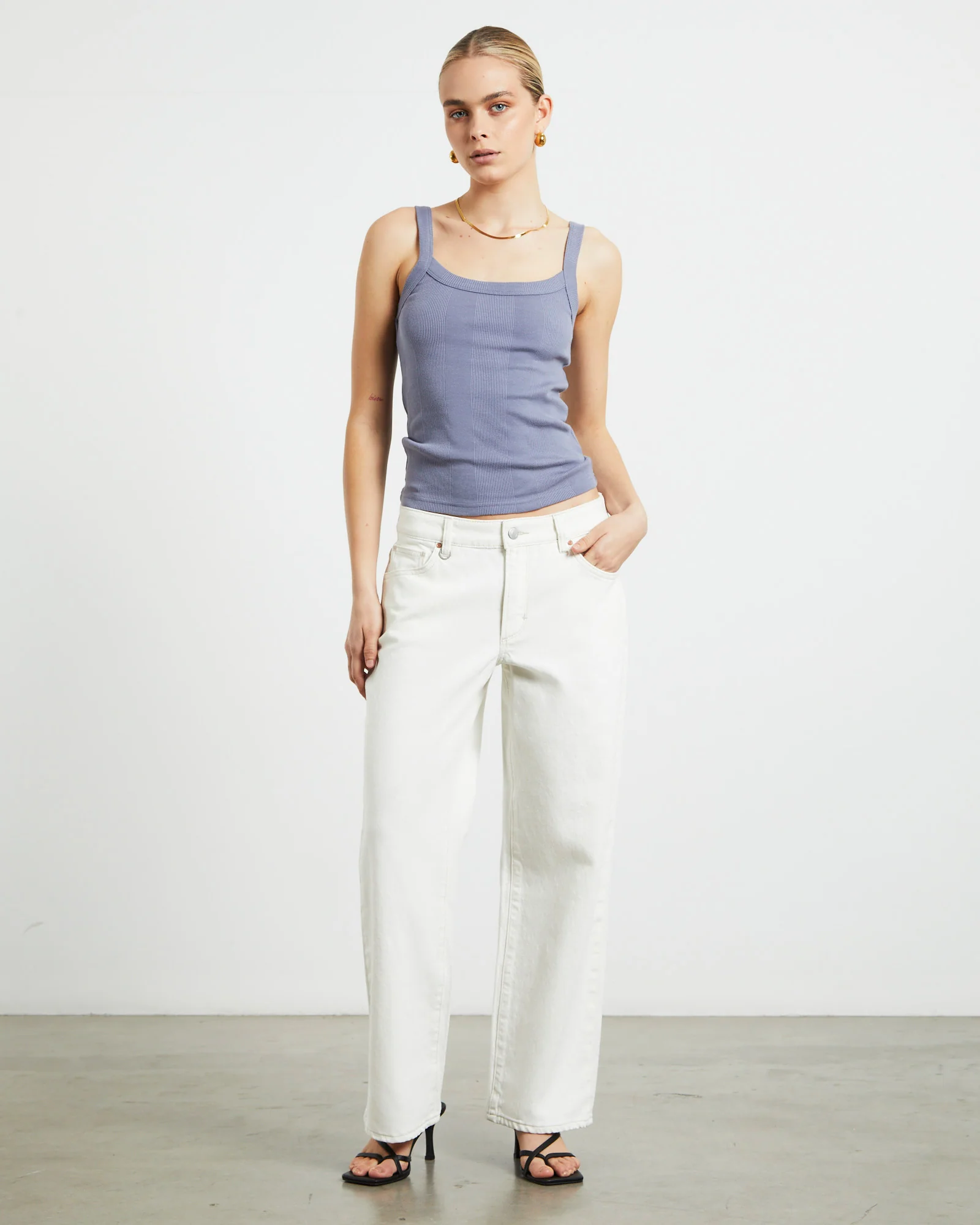 Frenchie Rib Singlet in Slate Grey - Image 3