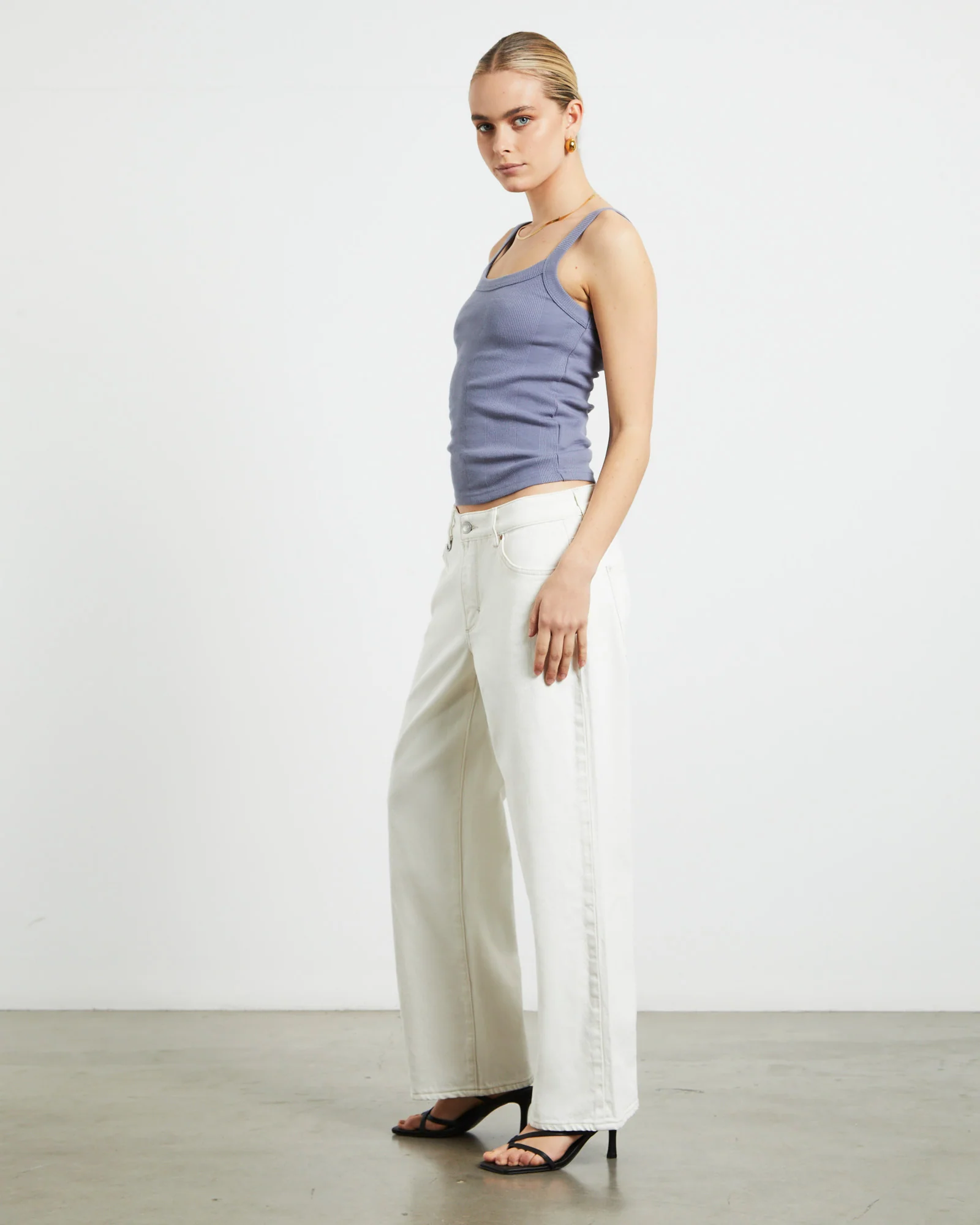 Frenchie Rib Singlet in Slate Grey - Image 4