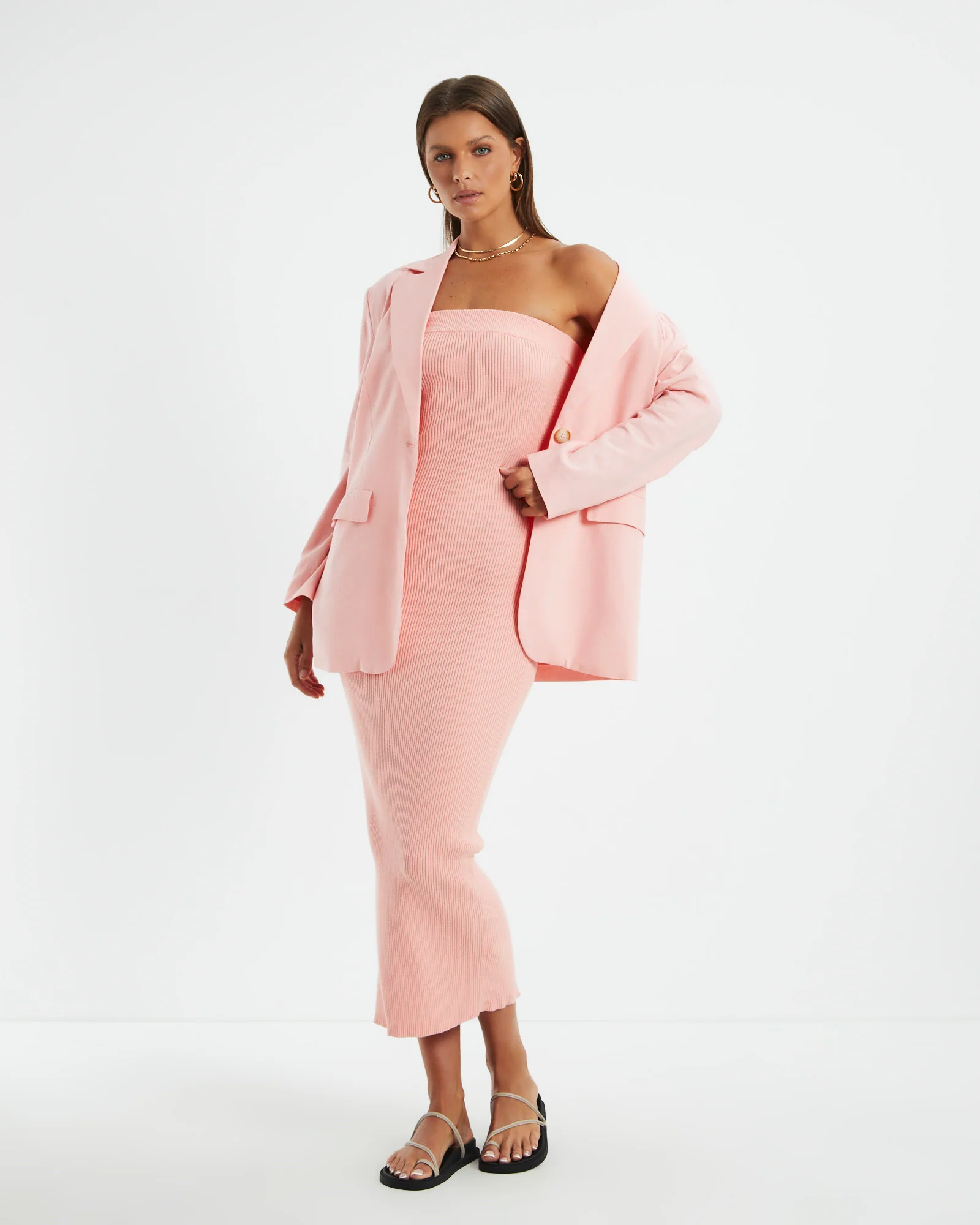 Freya Knit Midi Dress Pink Punch - Image 3