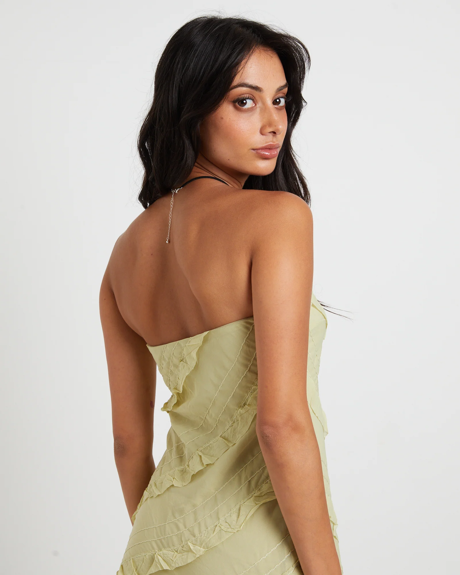 Friday Frills Mini Dress in Lime - Image 5