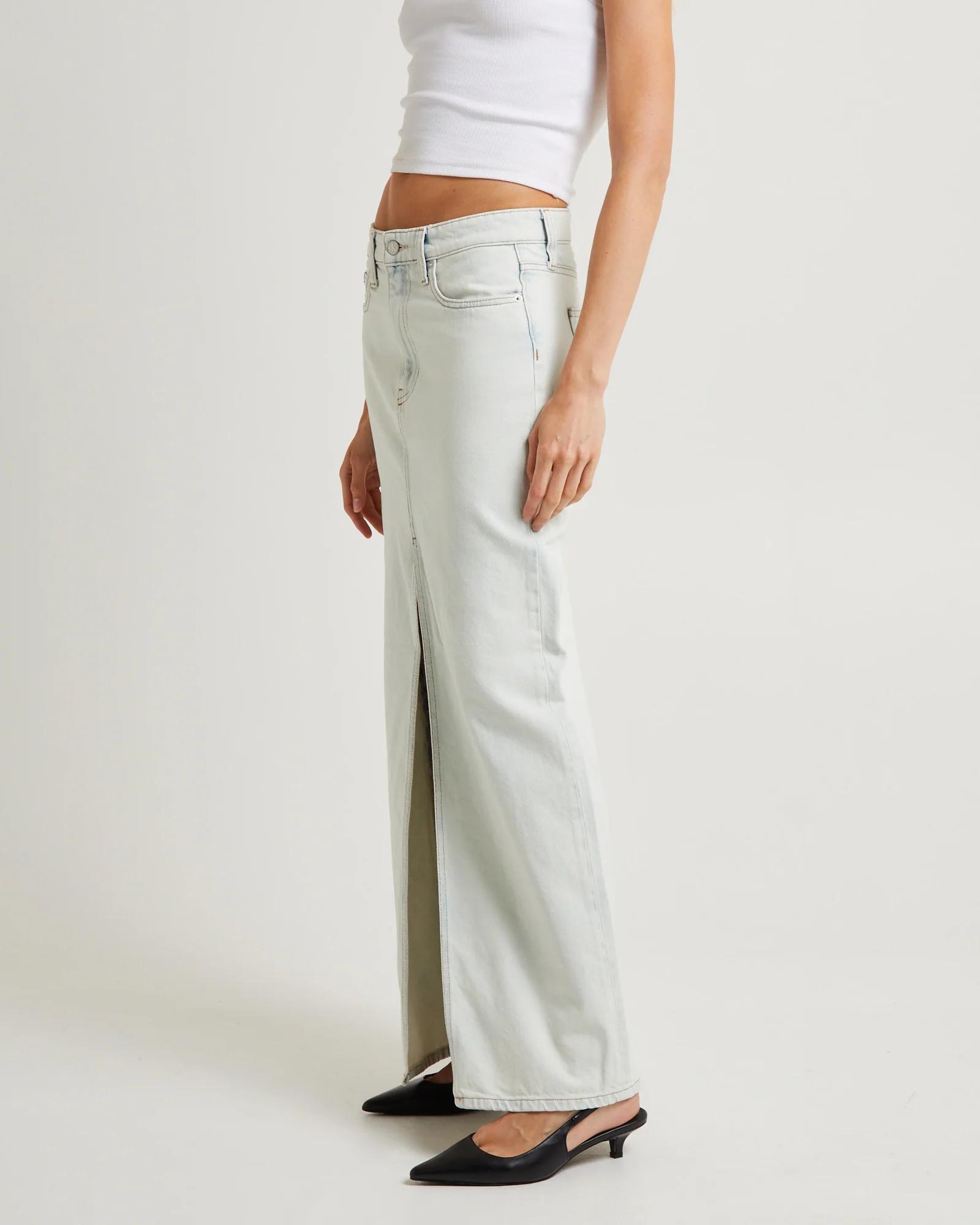 Front Split Denim Maxi Skirt - Image 4