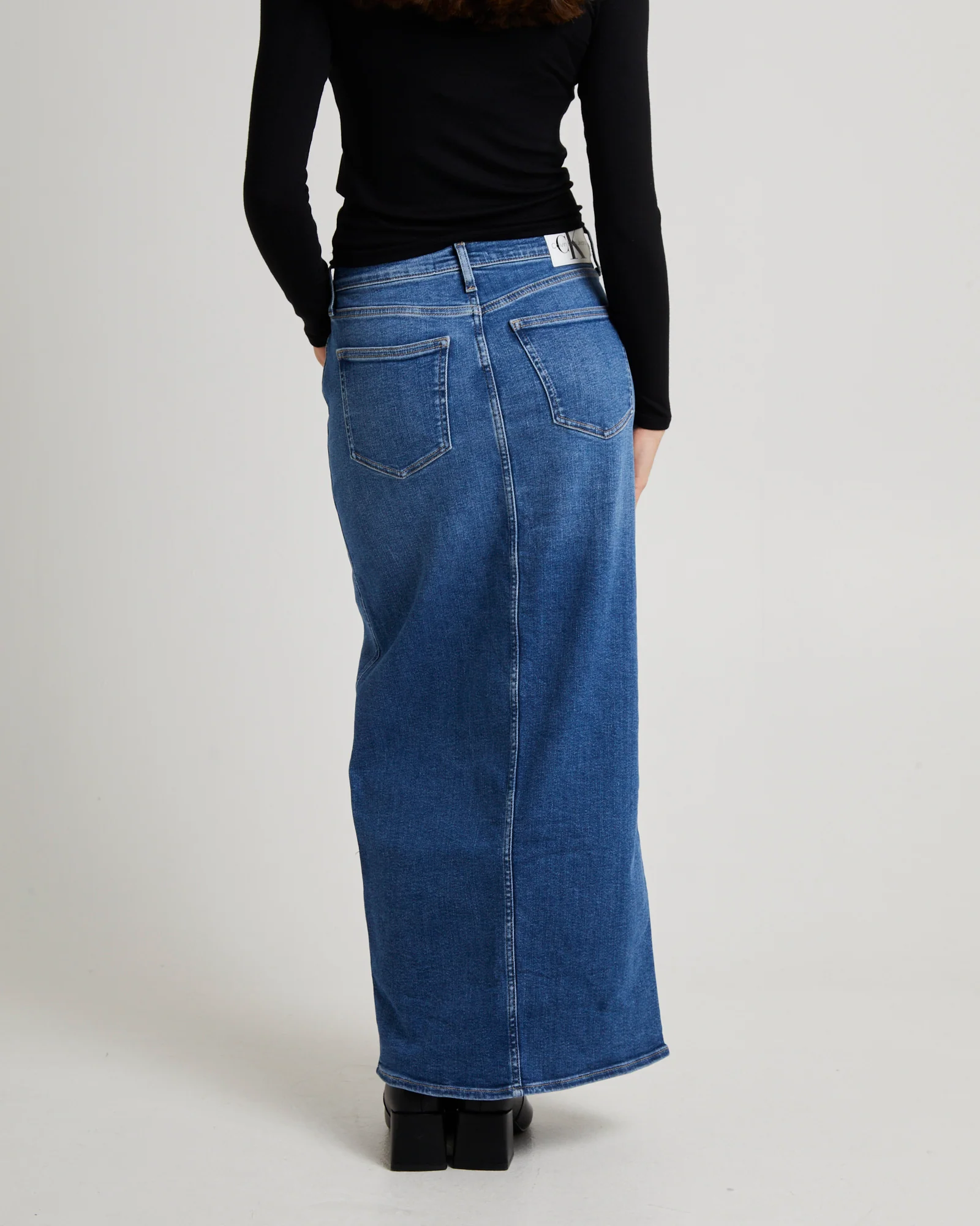 Front Split Hem Denim Maxi Skirt - Image 2