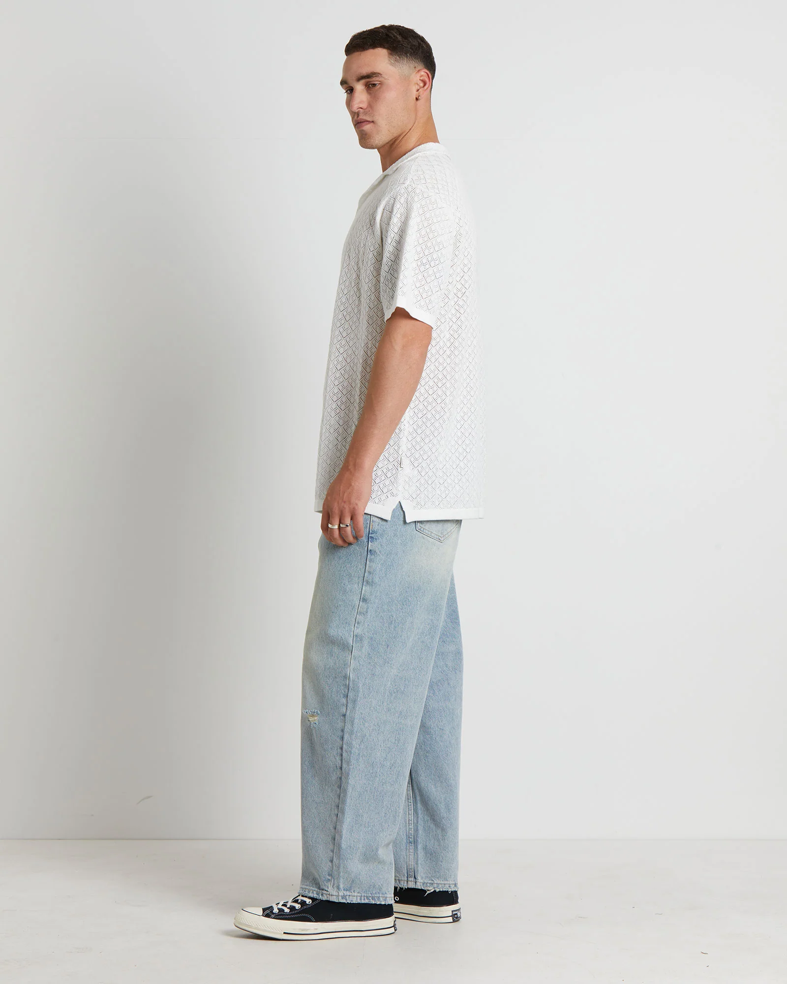 Fugar Knitted Short Sleeve Resort Shirt in White - Image 4