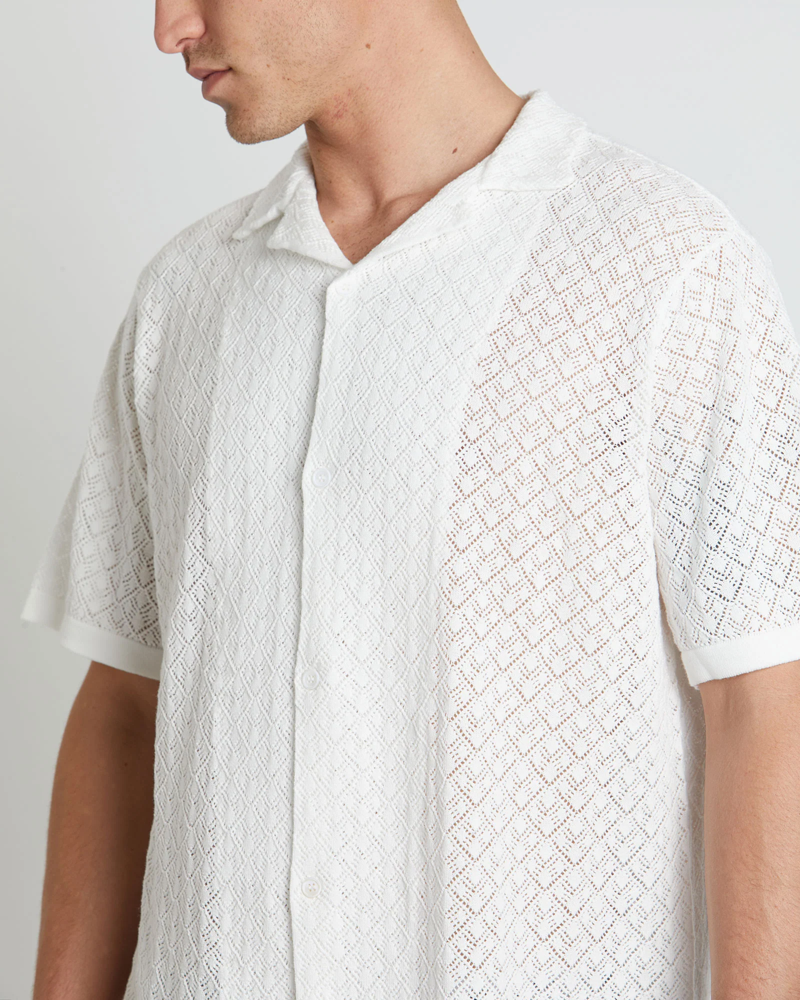 Fugar Knitted Short Sleeve Resort Shirt in White - Image 5