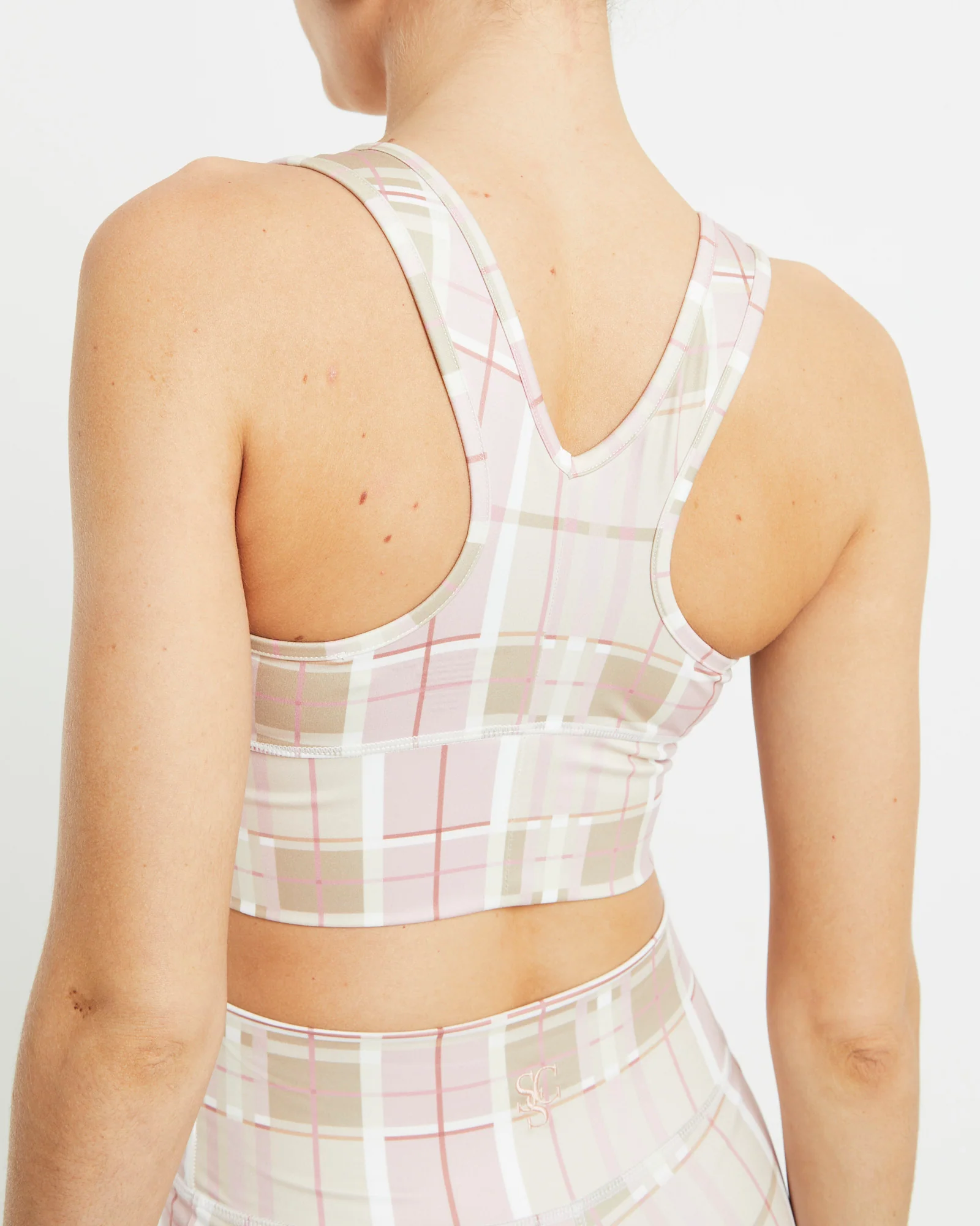 Gather Front Crop Top in Pink Check - Image 6