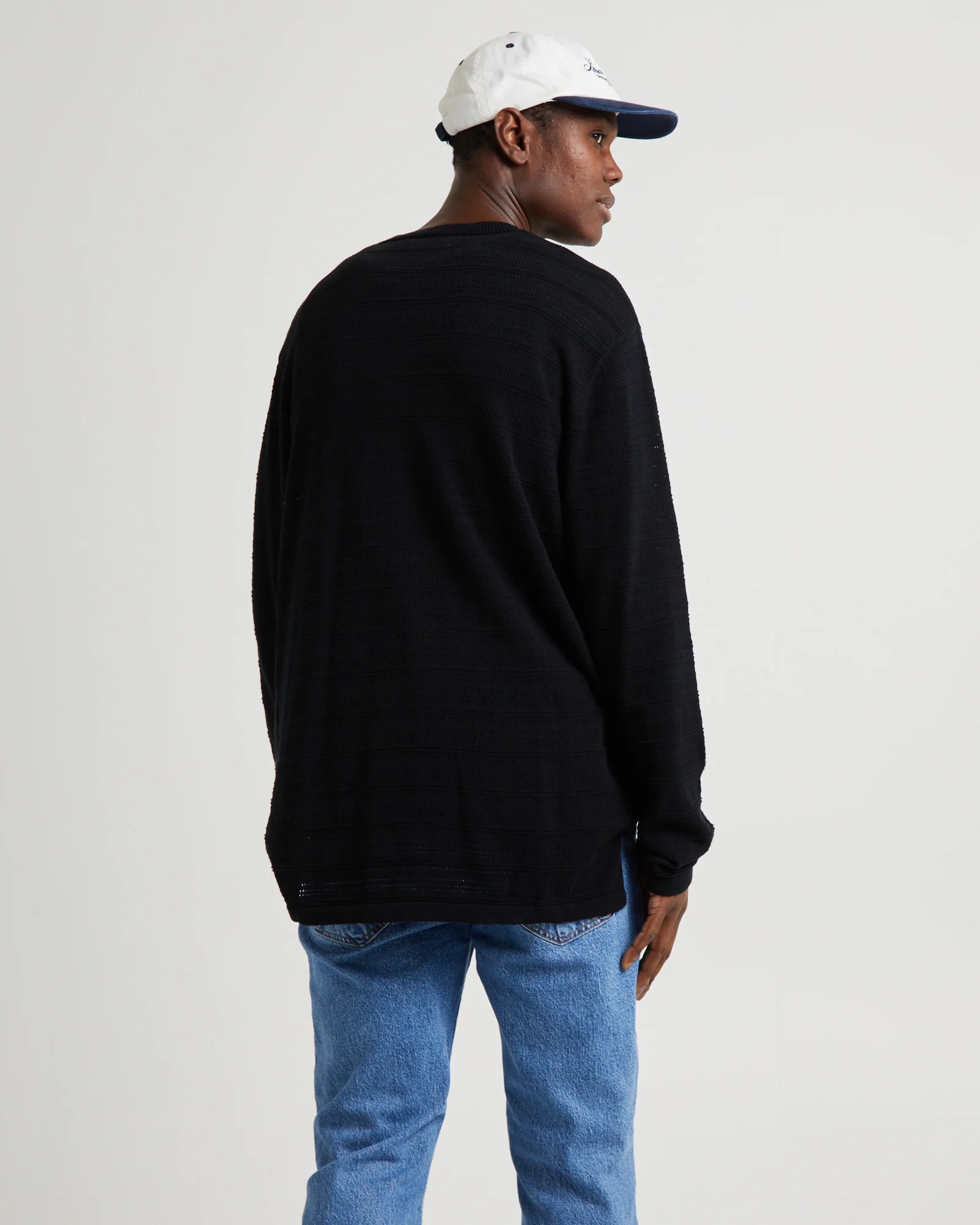 Geo Knit Long Sleeve T-Shirt Black - Image 2