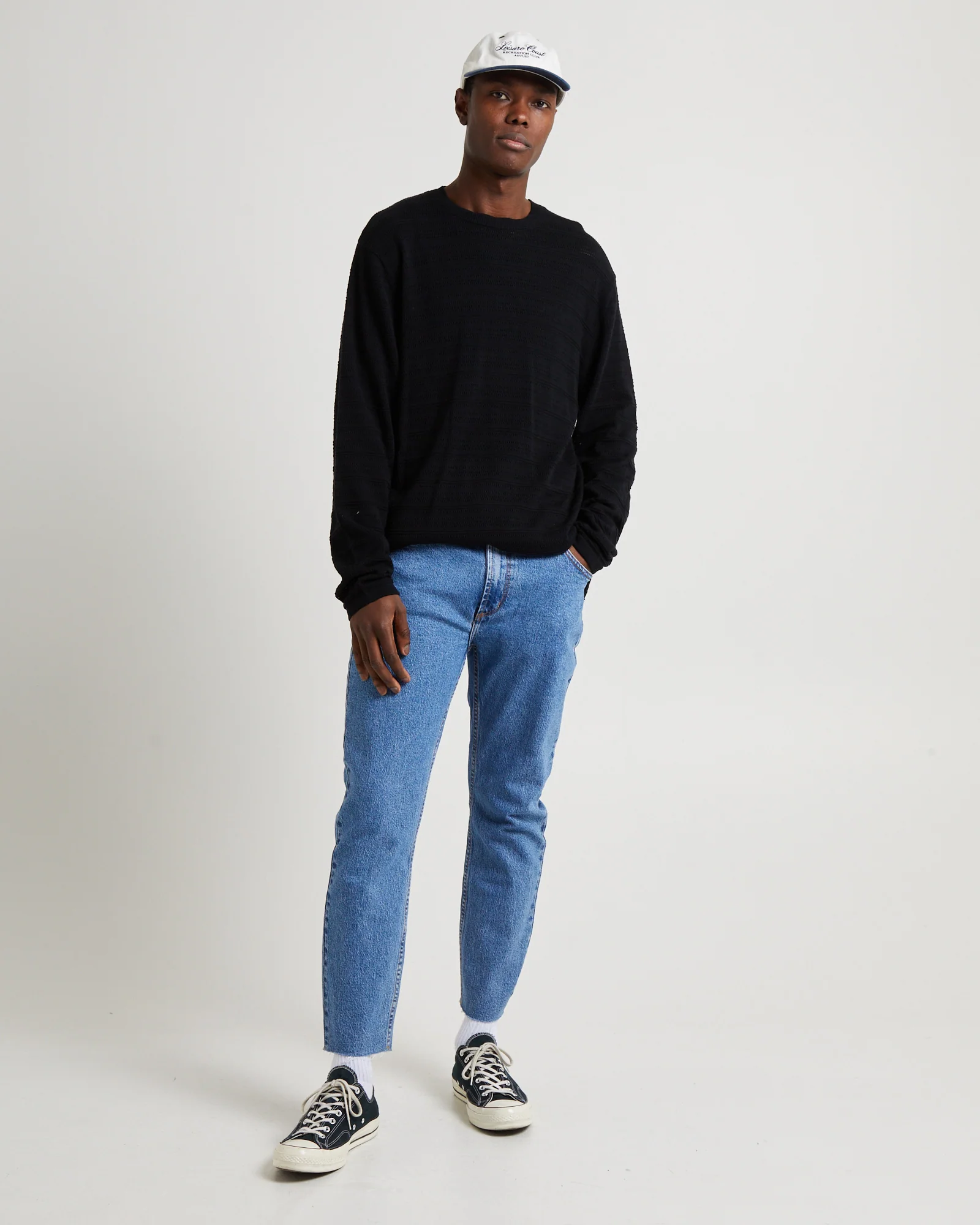 Geo Knit Long Sleeve T-Shirt Black - Image 3