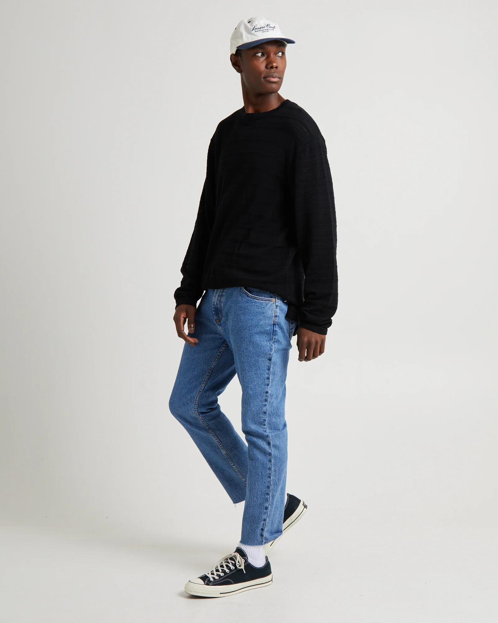 Geo Knit Long Sleeve T-Shirt Black - Image 4