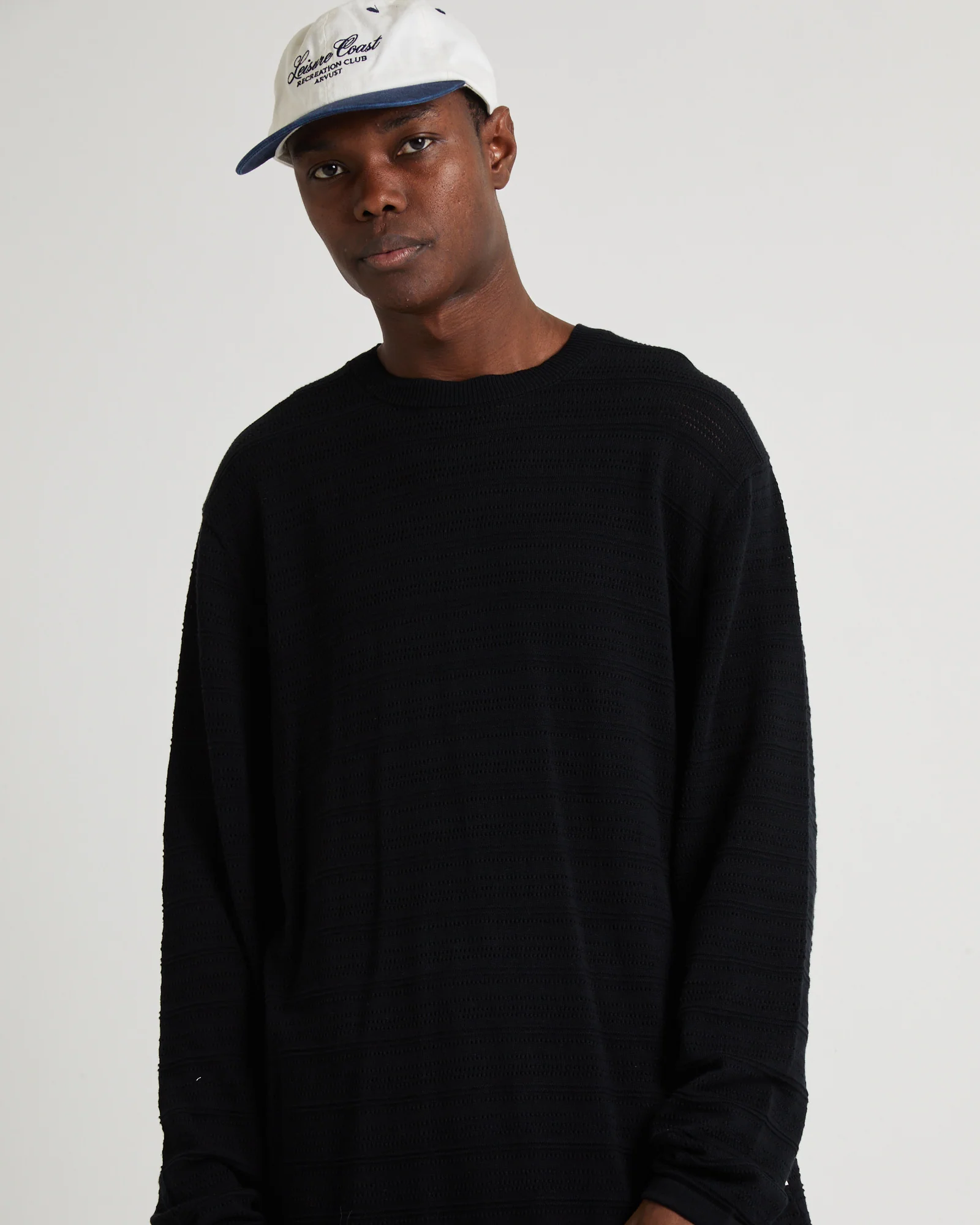 Geo Knit Long Sleeve T-Shirt Black - Image 5