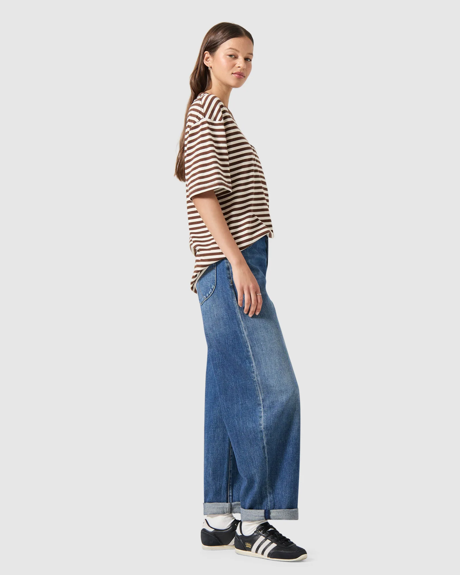 Gigi Barrel Denim Jeans Paris Texas Turn Up - Image 3