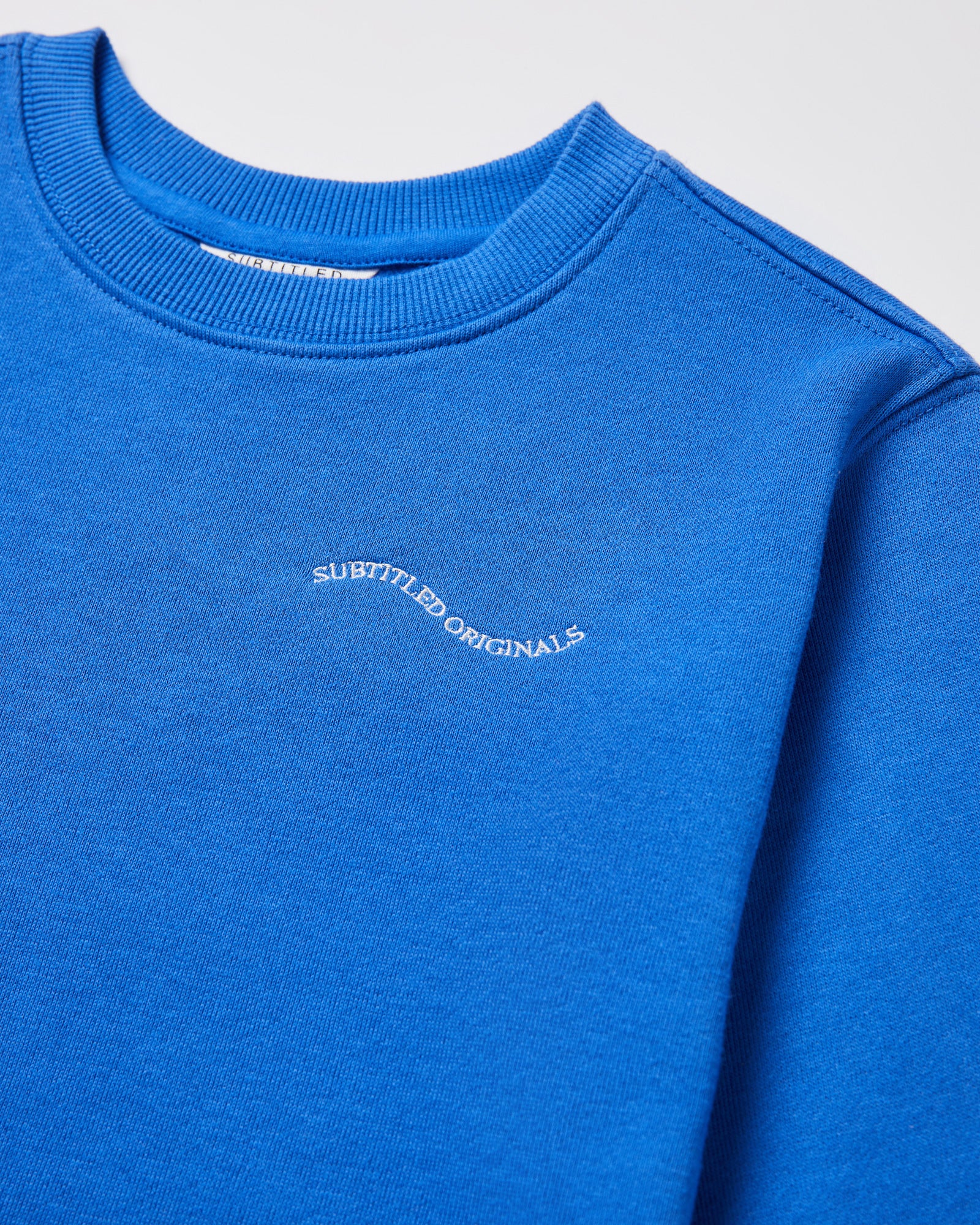 Girls Oversized Wave Origin Fleece Crew Neck Jumper in Cobalt Blue - Image 3