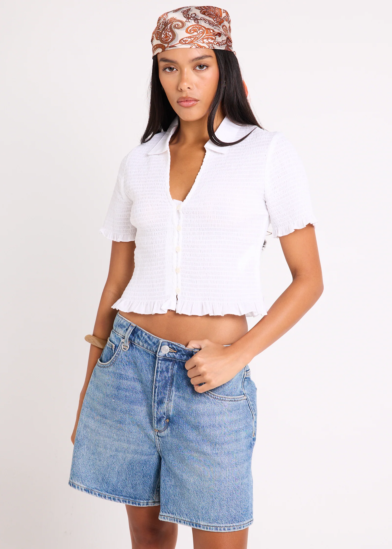 Giulia Shirred Short Sleeve Shirt - Image 3