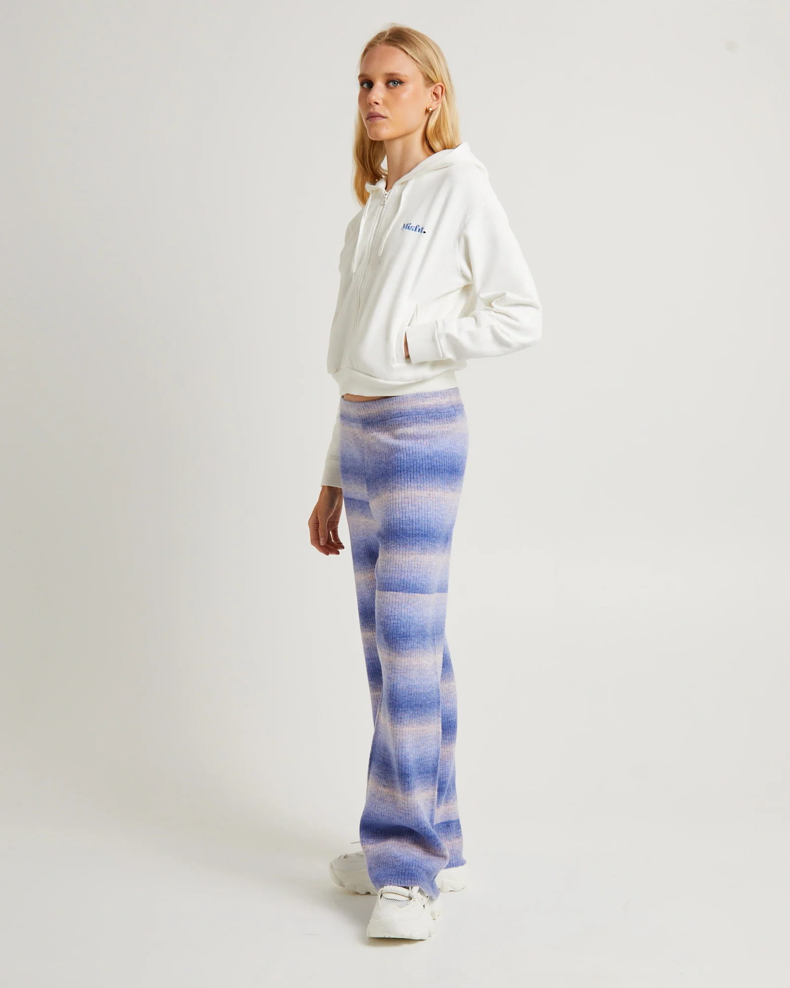 Gloomy Zip Through Hoodie White - Image 4