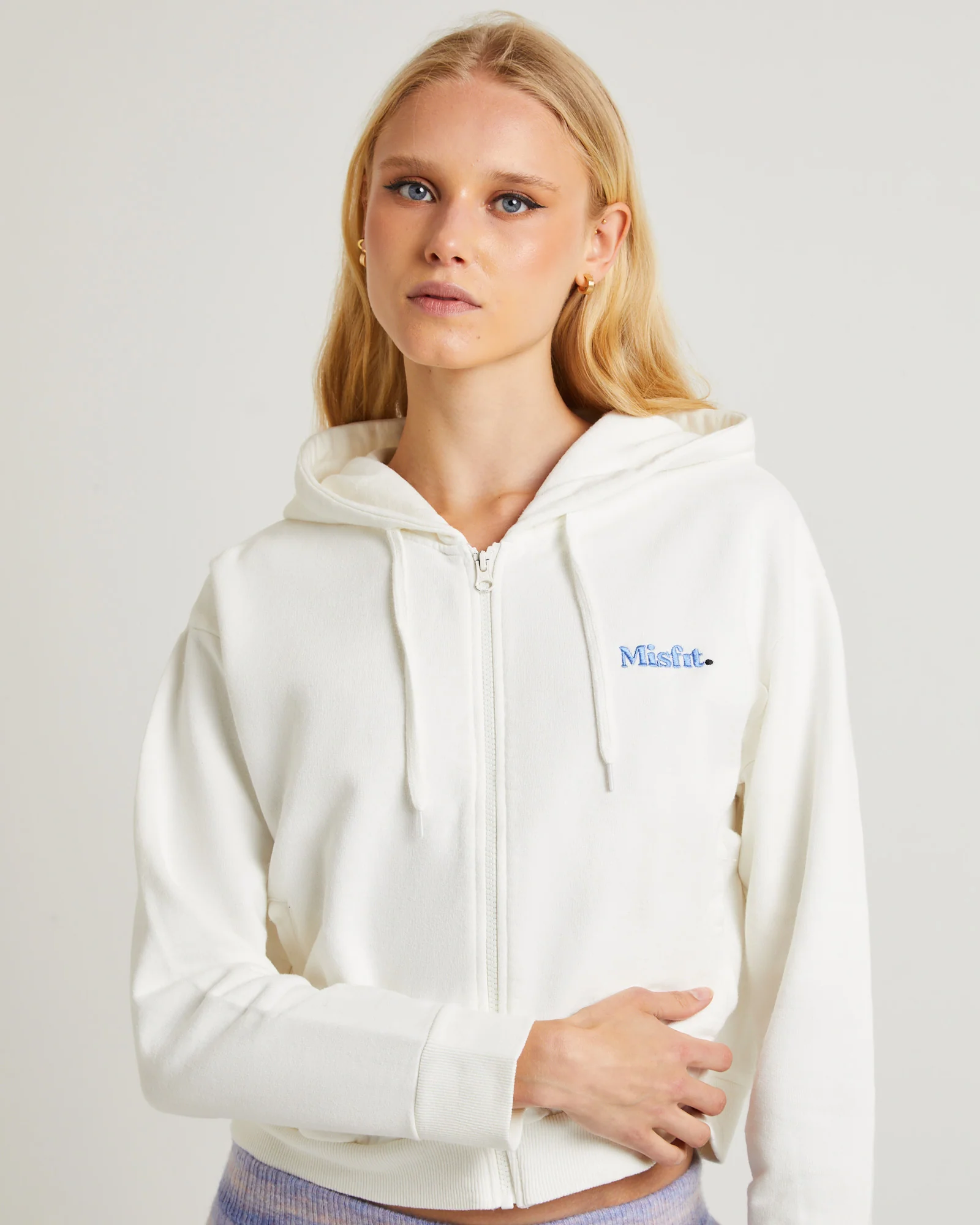 Gloomy Zip Through Hoodie White - Image 5
