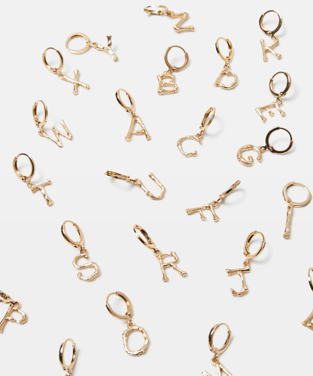 Gold Initial Earrings - Image 2