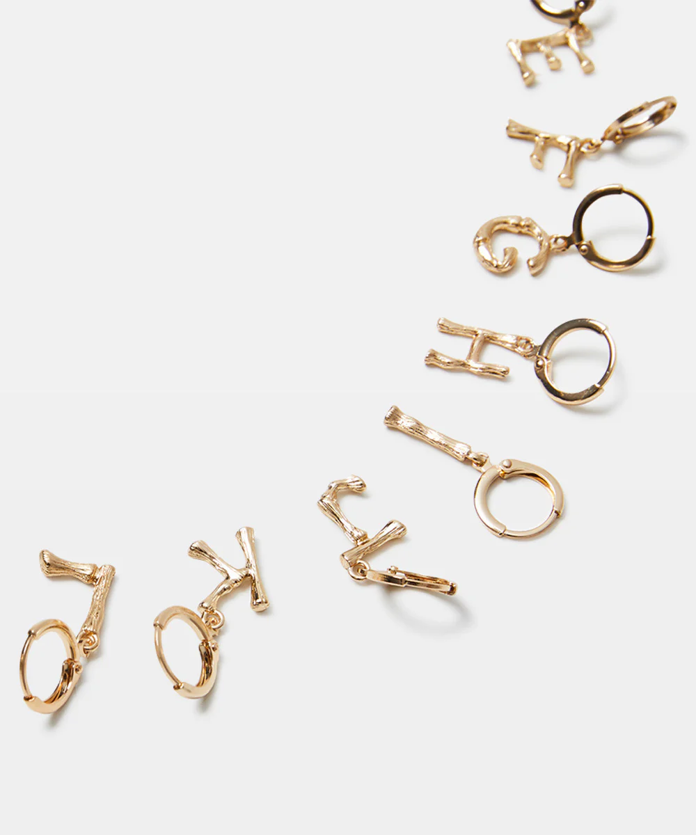 Gold Initial Earrings - Image 4