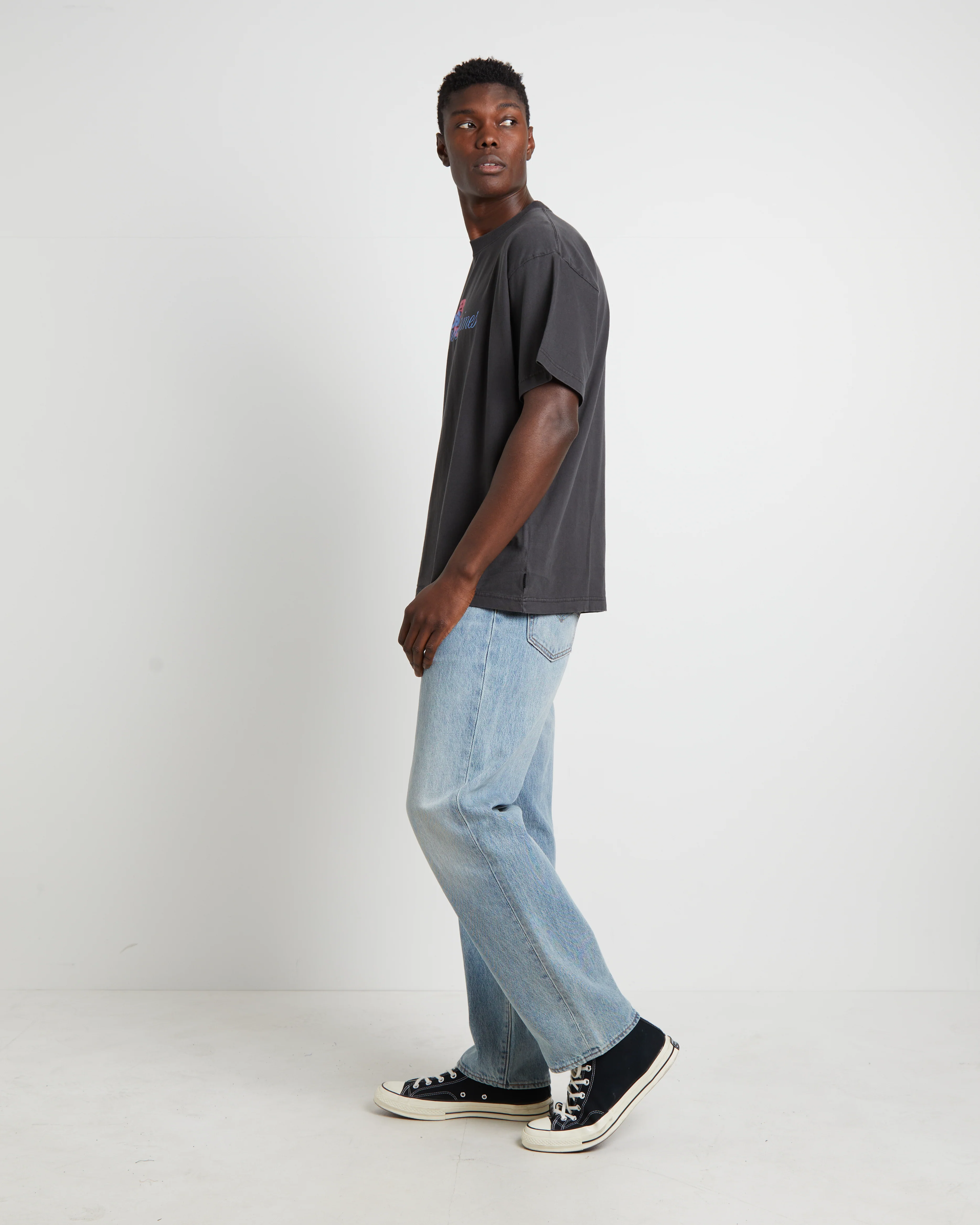 Good Times Recycled Boxy Fit Short Sleeve T-Shirt in Stone Black - Image 4