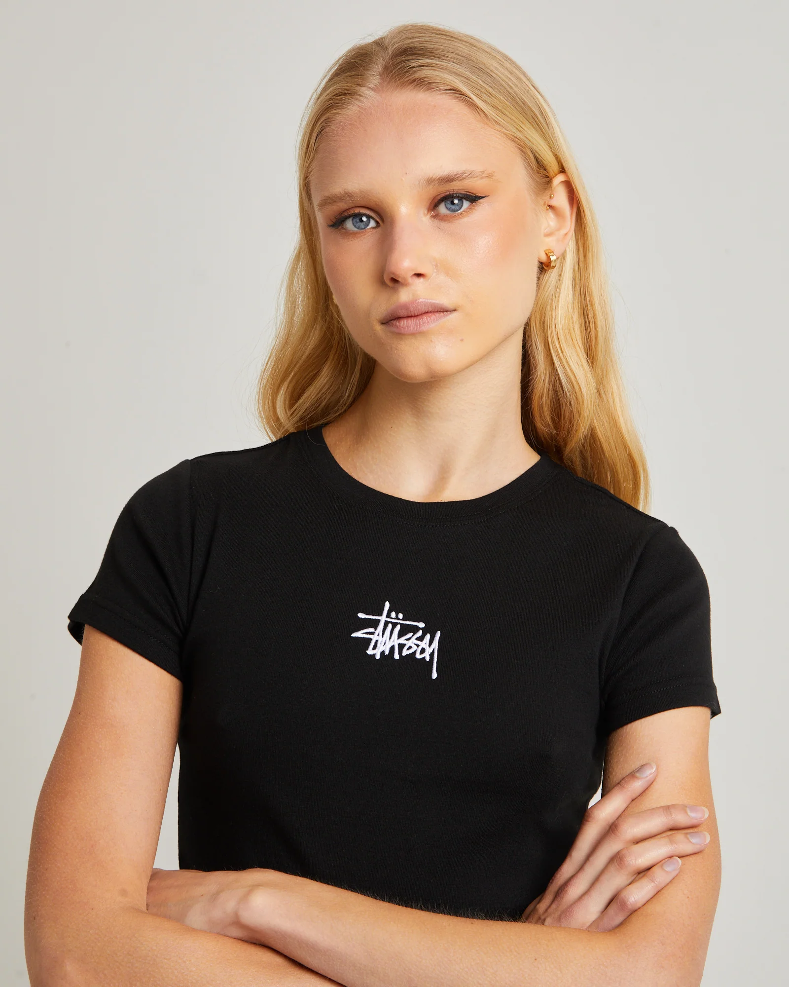 Graffiti EMB Rib Baby Tee Black - Image 5
