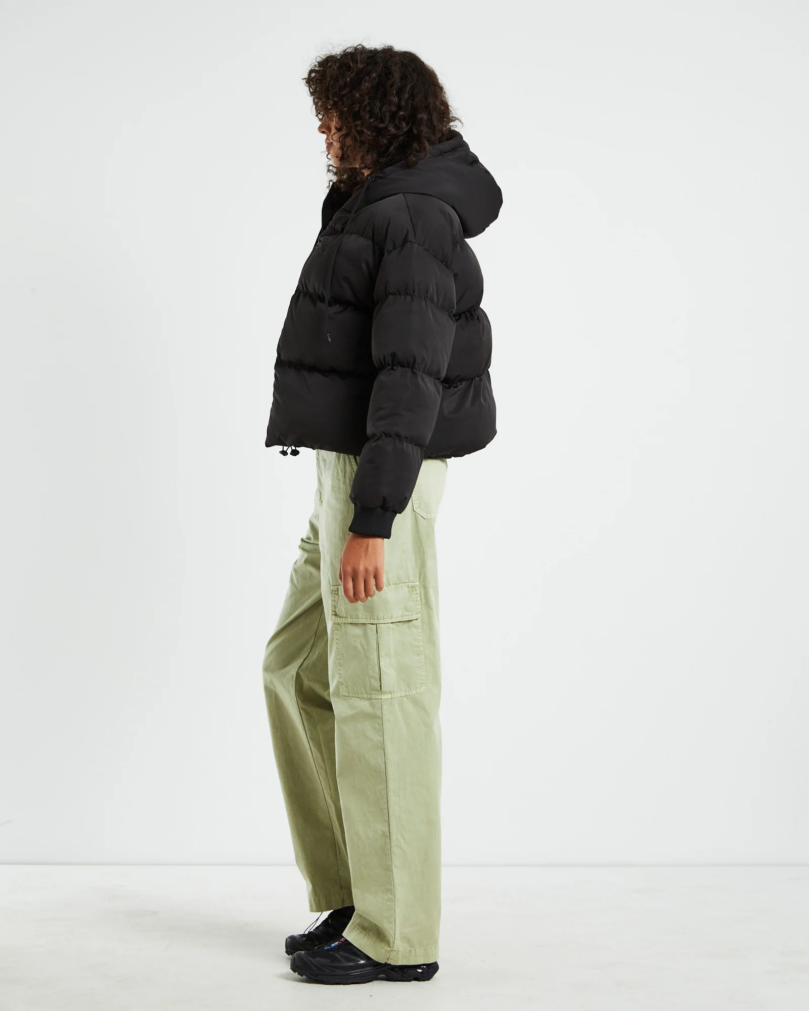 Graffitti Hooded Puffa Jacket Black - Image 4