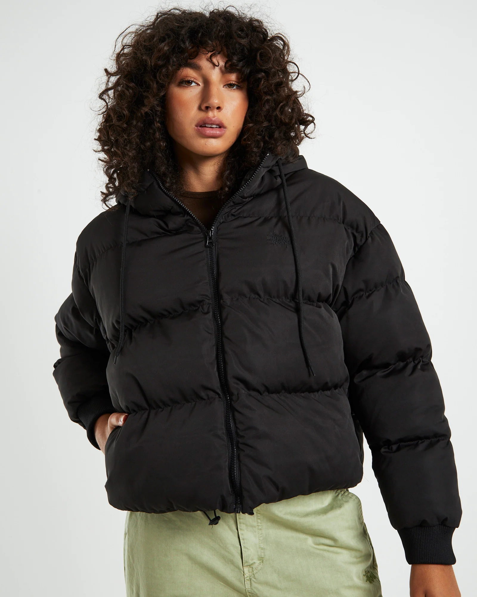 Graffitti Hooded Puffa Jacket Black - Image 5