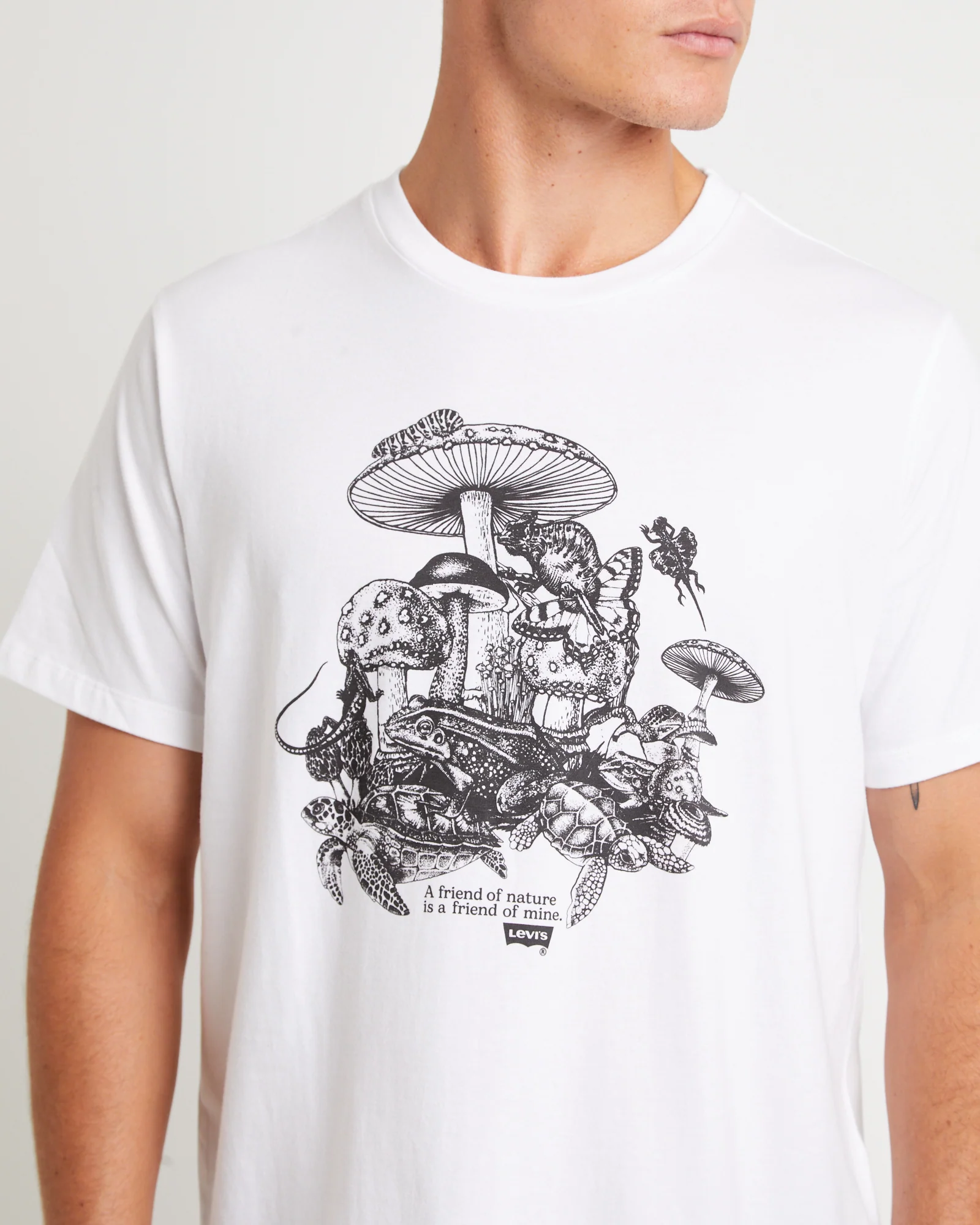 Graphic Crewneck Short Sleeve T-Shirt in Friend Of Nature White - Image 5