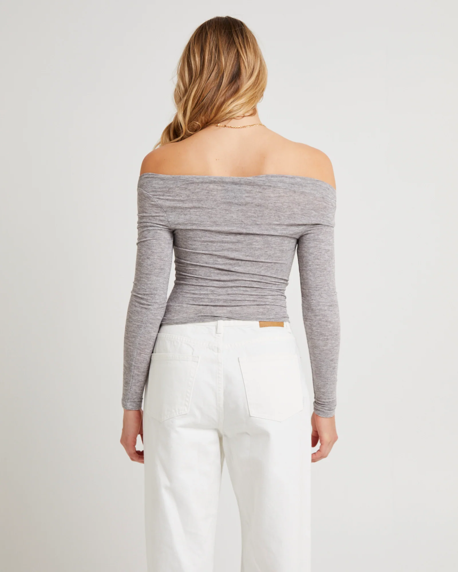 Grey Off Shoulder Top - Image 2