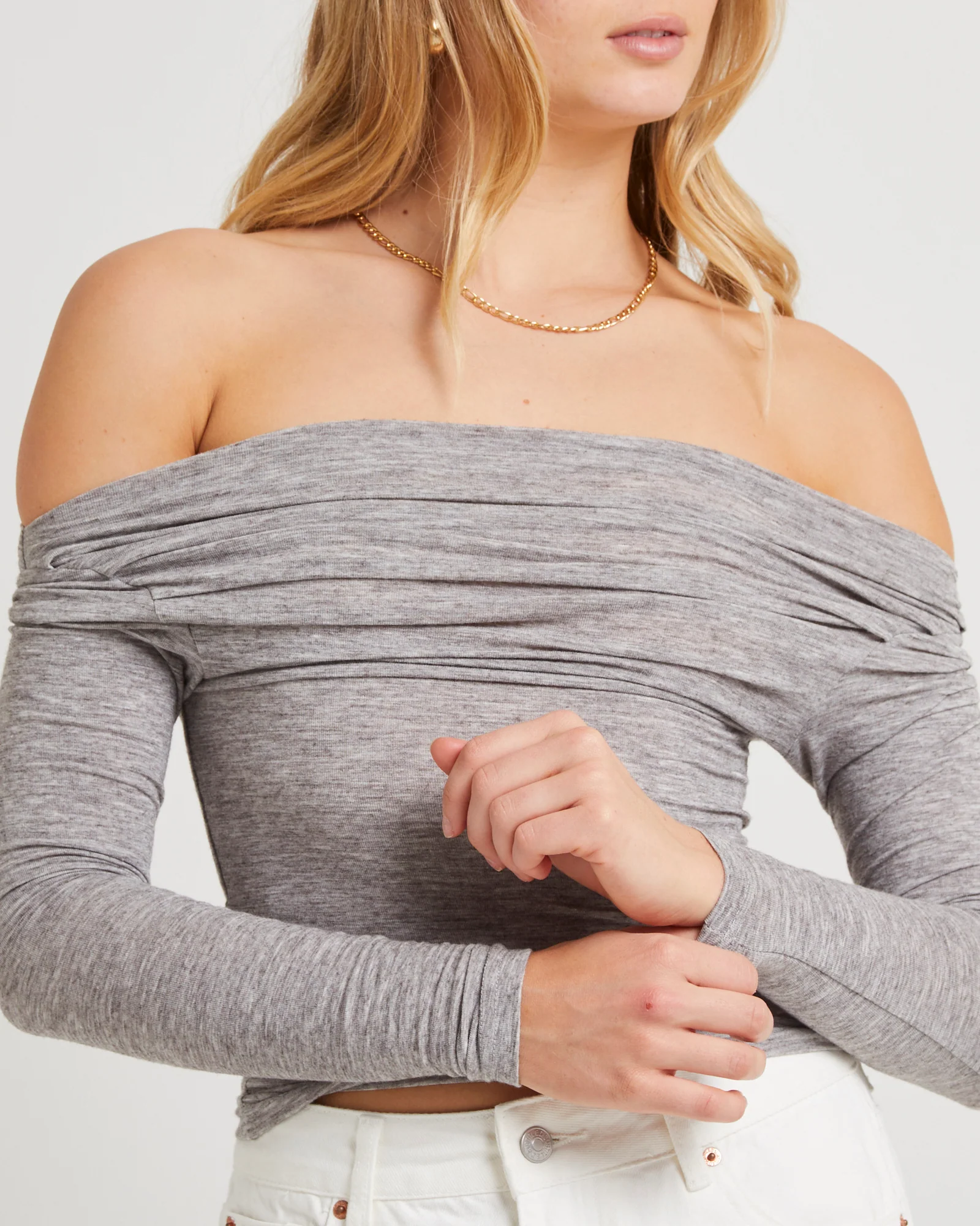 Grey Off Shoulder Top - Image 5