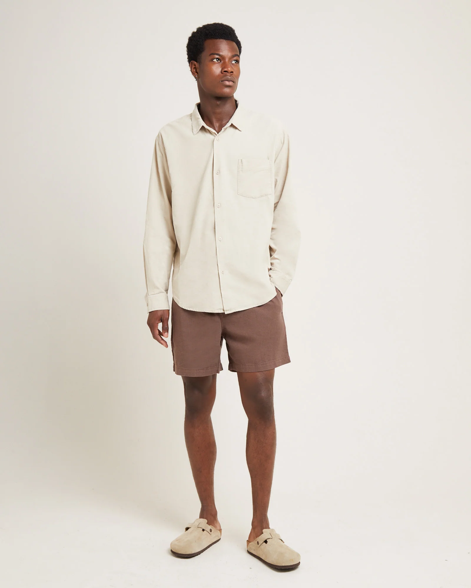 Grover Cord Long Sleeve Shirt Natural - Image 3