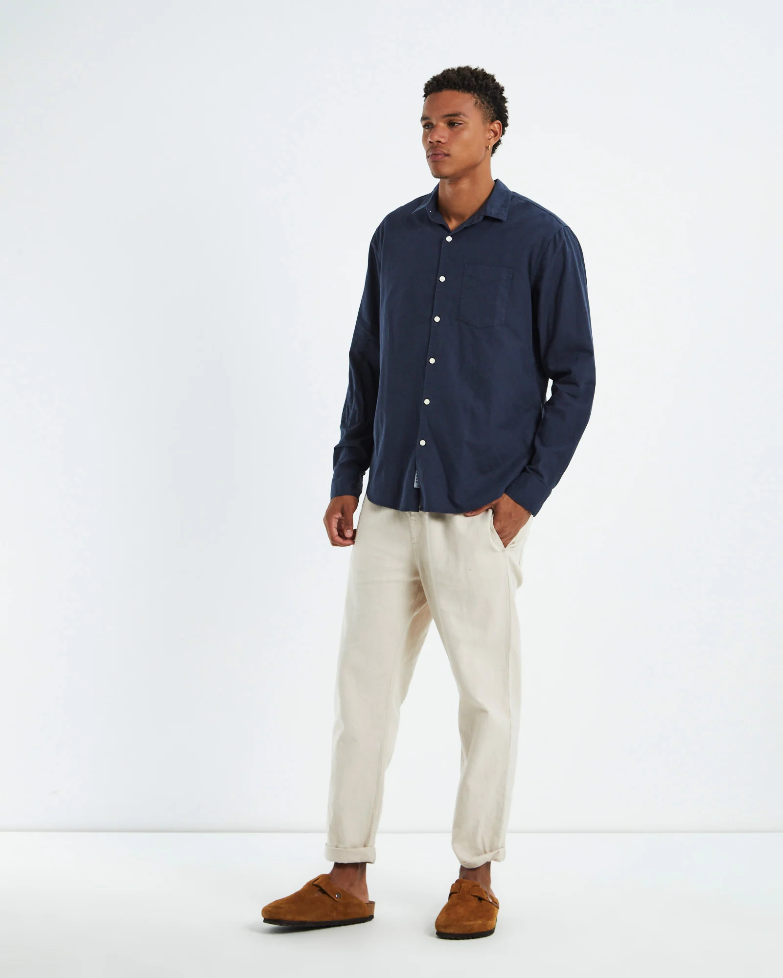 Grover Long Sleeve Shirt Navy - Image 3