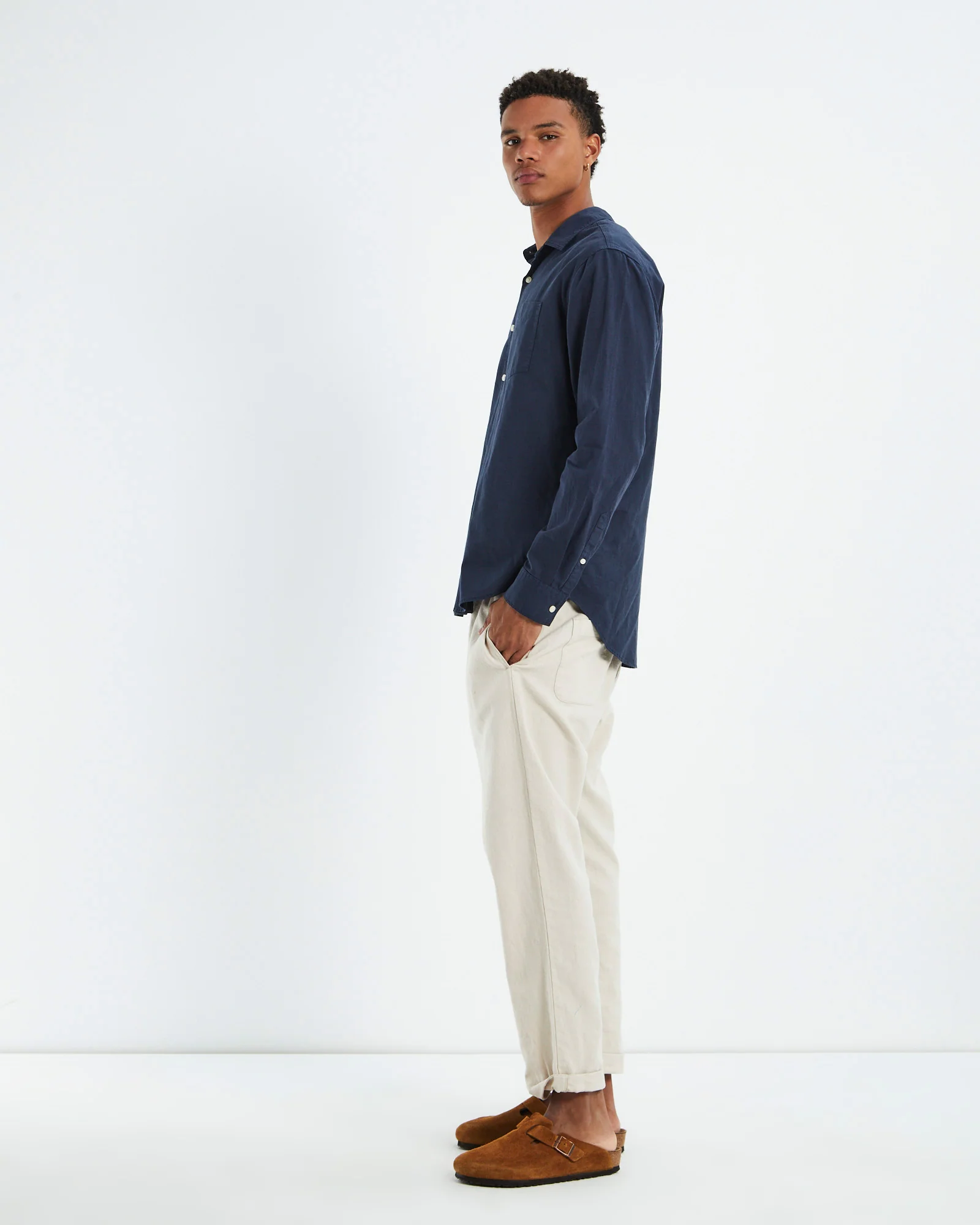Grover Long Sleeve Shirt Navy - Image 4