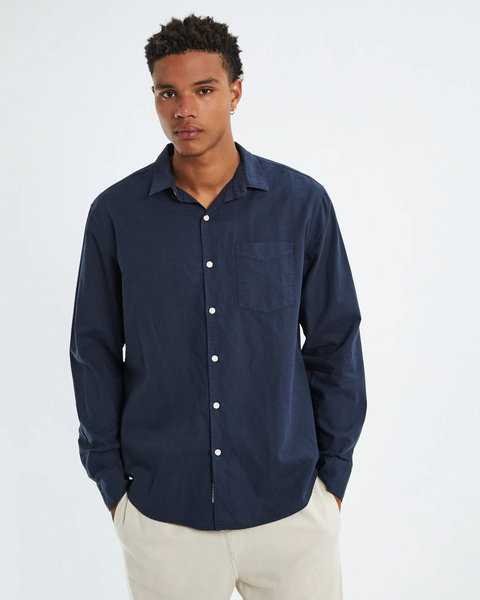 Grover Long Sleeve Shirt Navy - Image 5