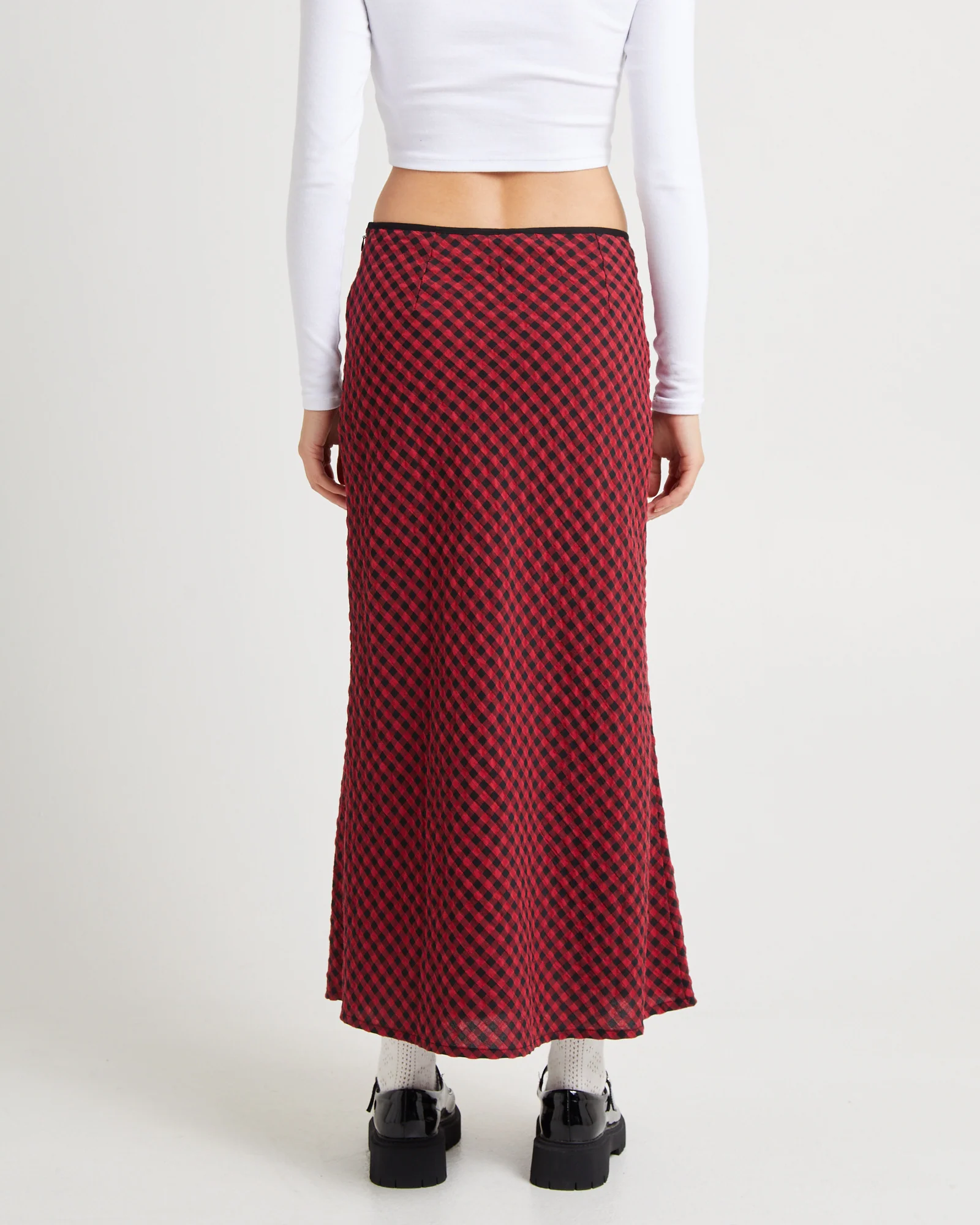 Grunge Plaid Midi Skirt - Image 3