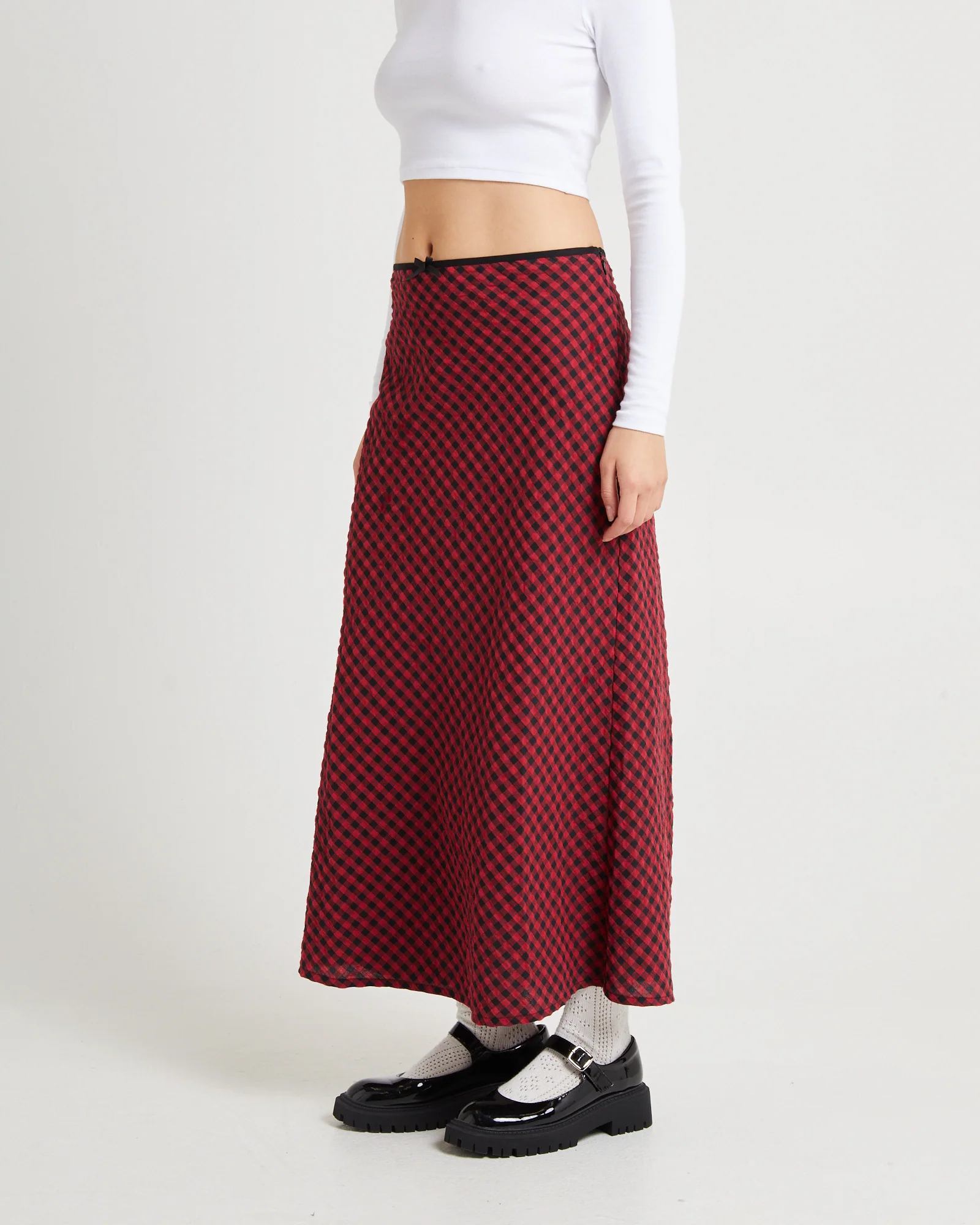 Grunge Plaid Midi Skirt - Image 4