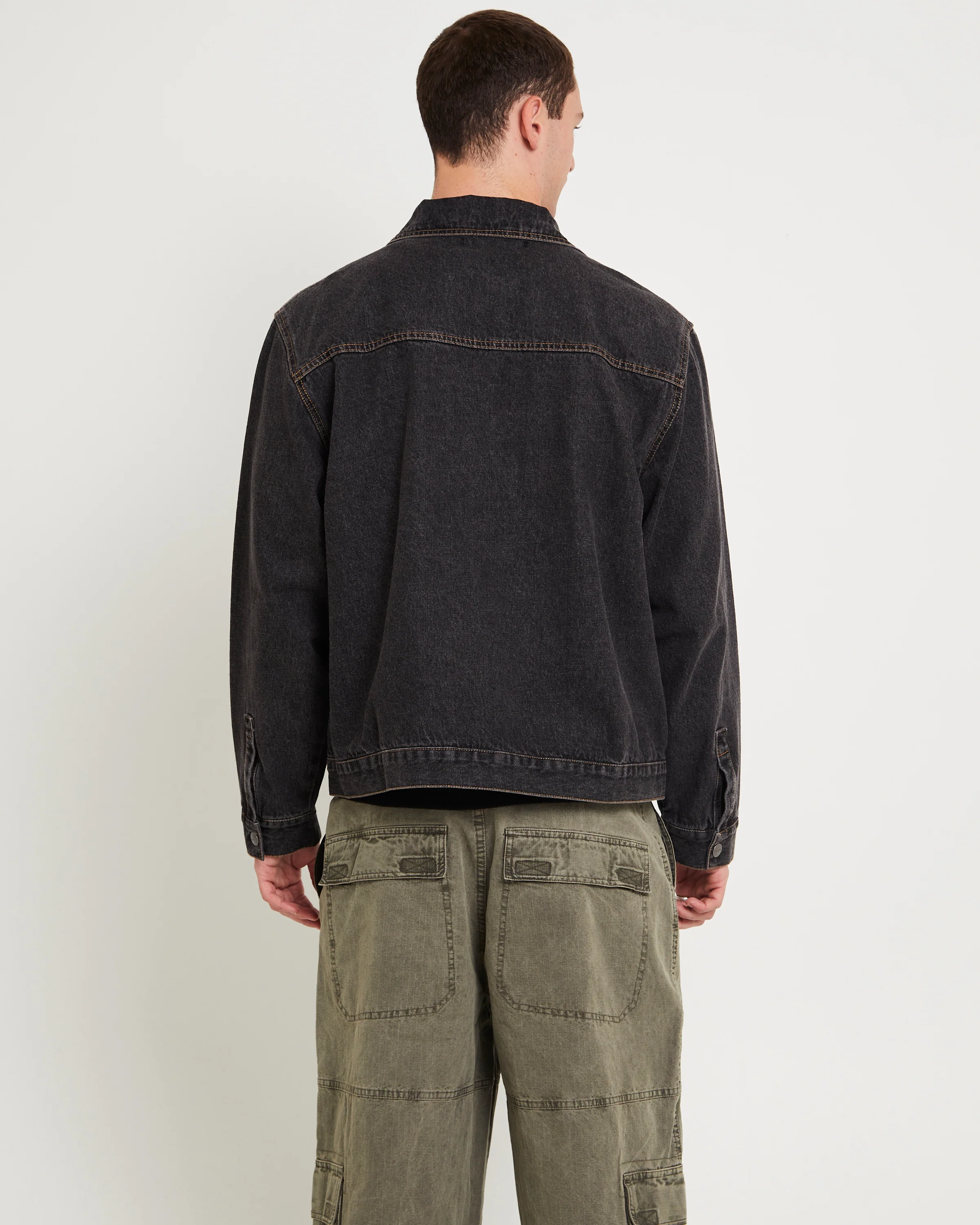 Halls Cropped Harrington Denim Jacket - Image 2