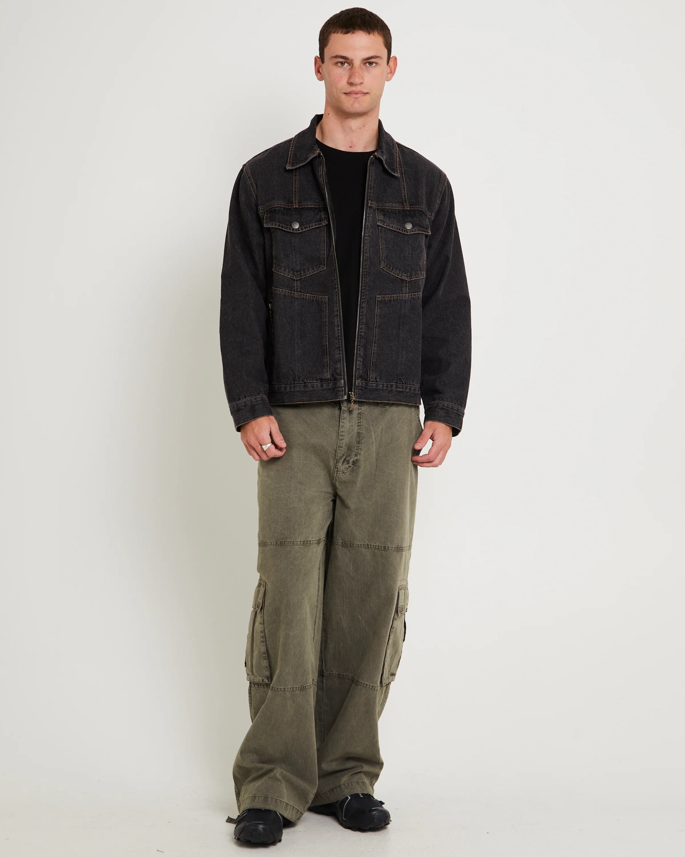 Halls Cropped Harrington Denim Jacket - Image 3
