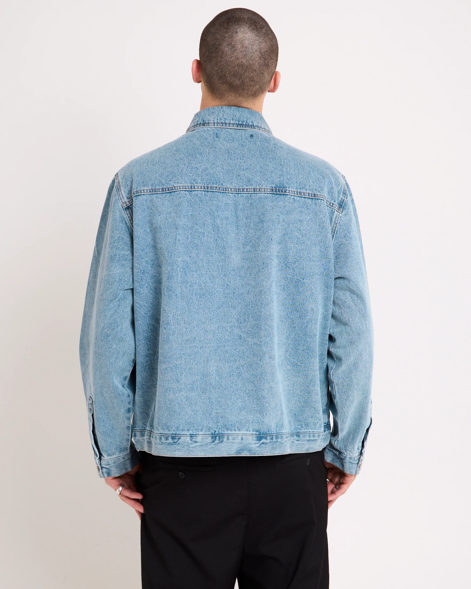Halls Cropped Harrington Denim Jacket - Image 2