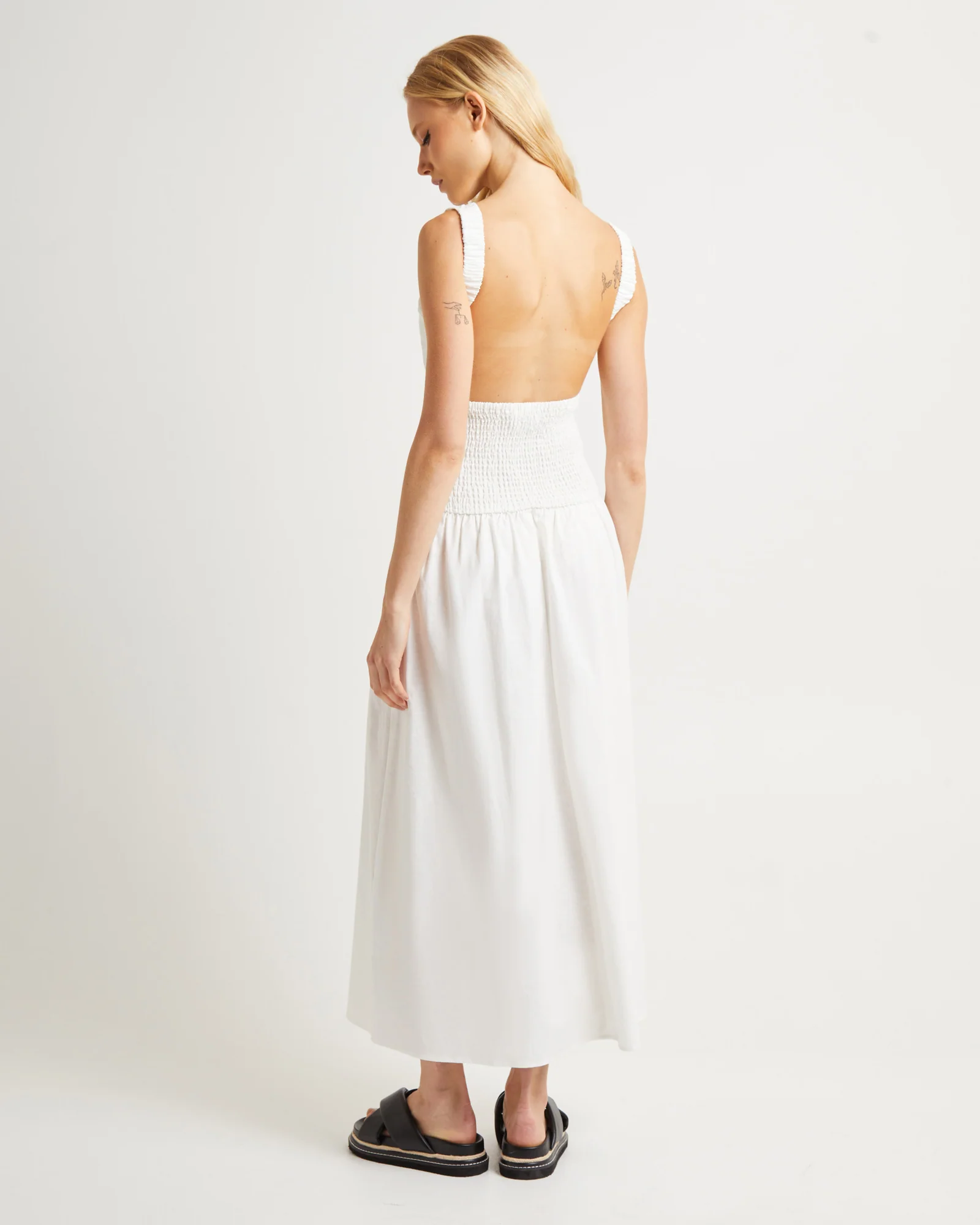 Hally Linen Maxi Dress White - Image 2