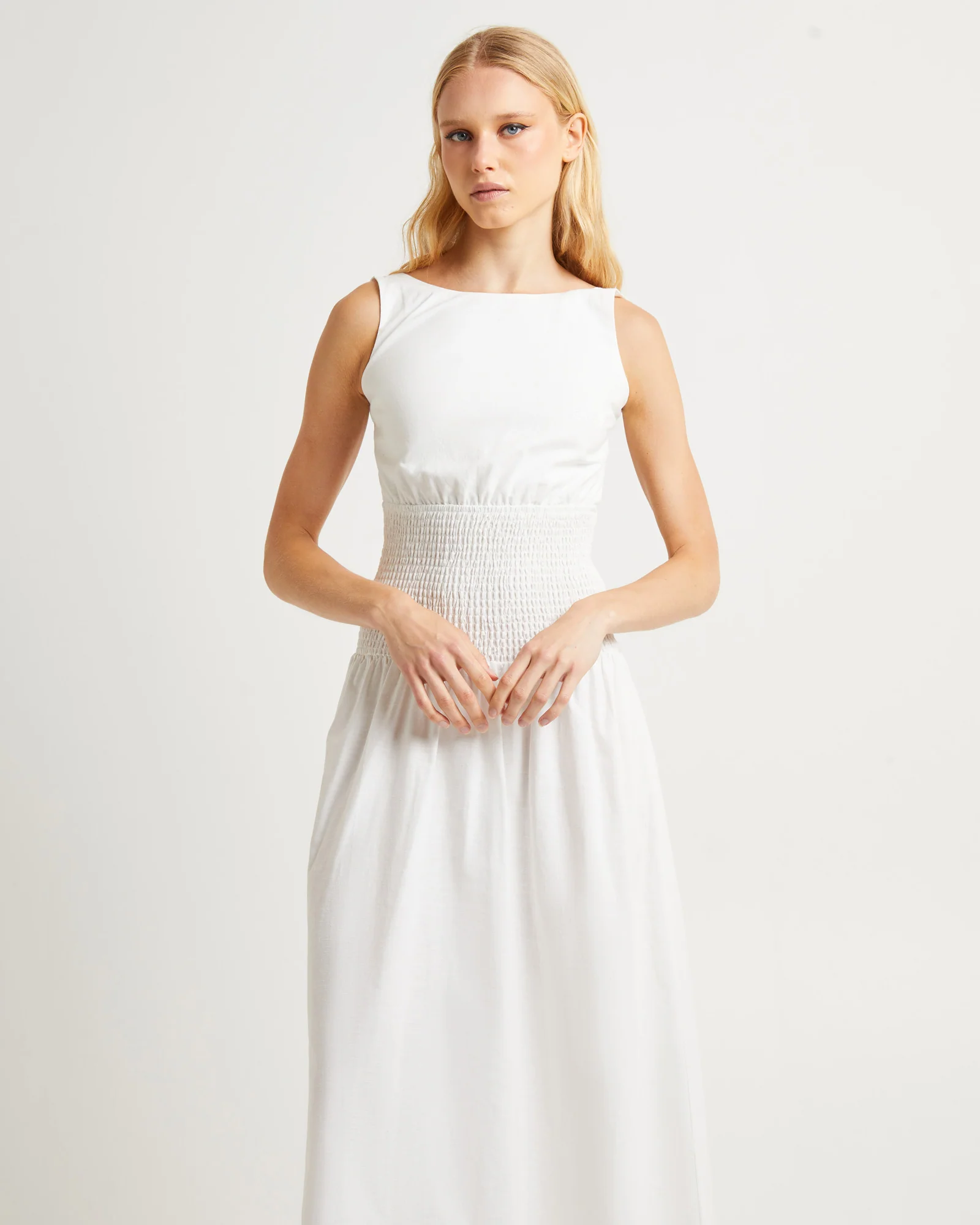 Hally Linen Maxi Dress White - Image 4