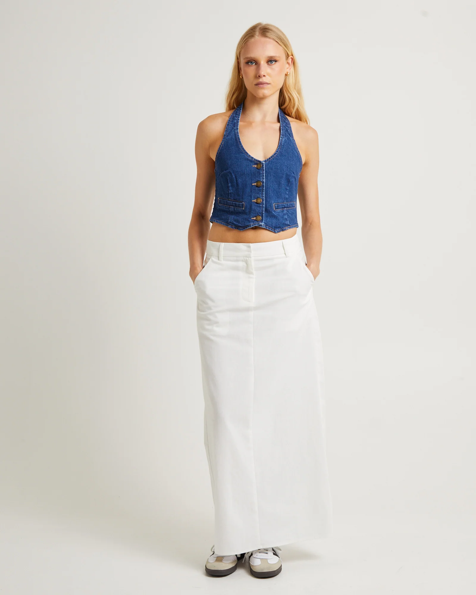 Halter Denim Vest Stone Organic - Image 3