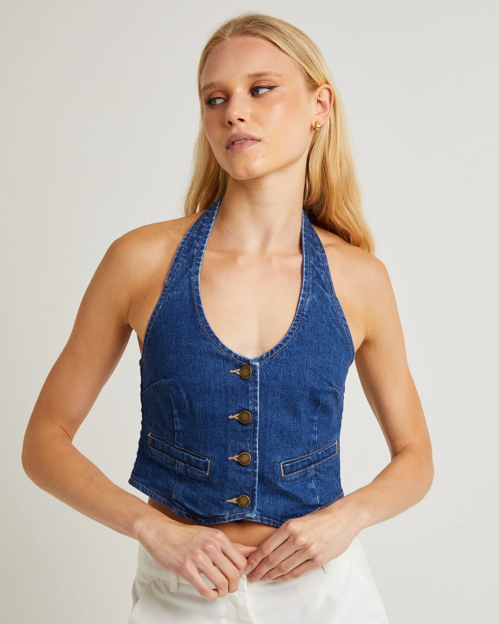 Halter Denim Vest Stone Organic - Image 5