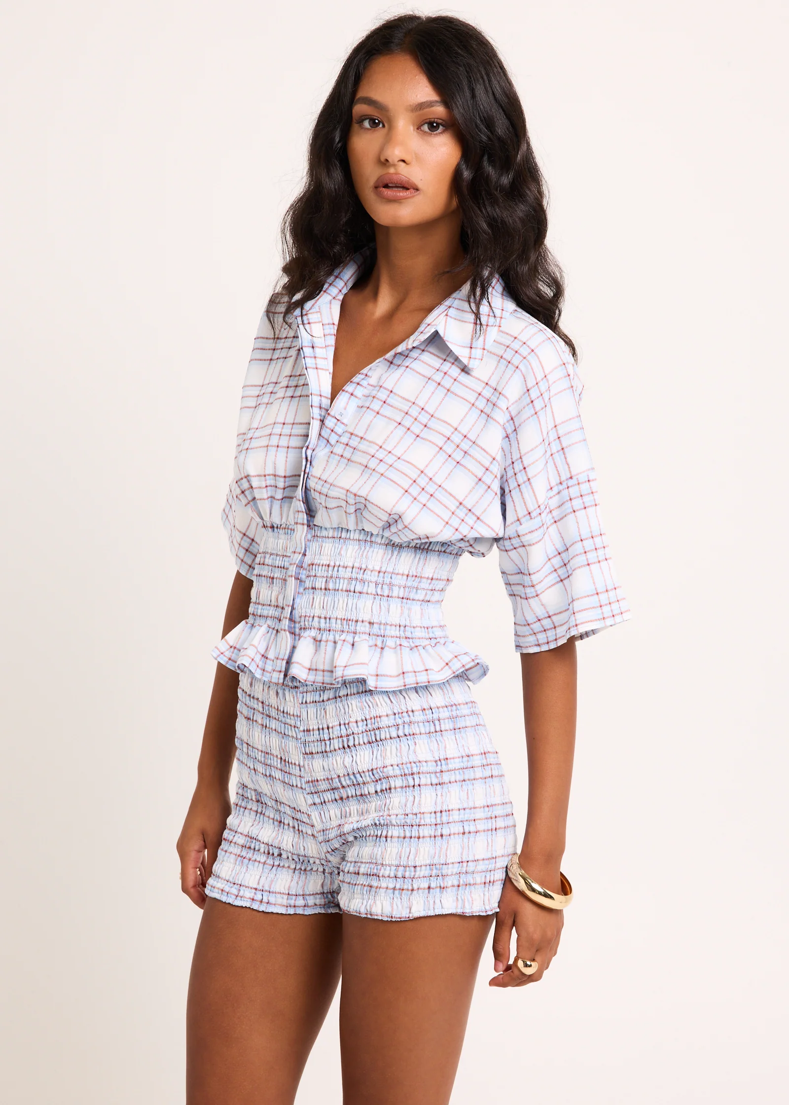 Harley Shirred Check Shirt - Image 4