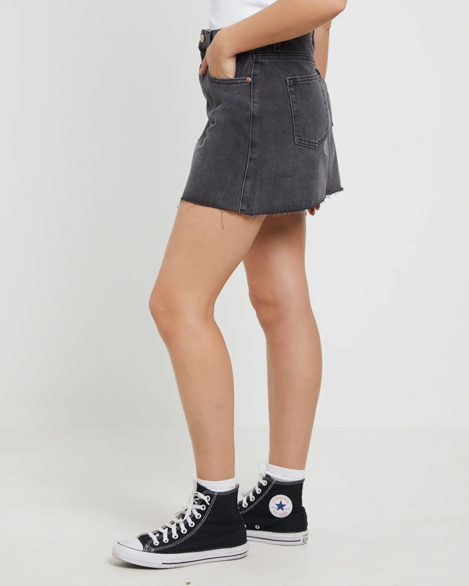 Hattie Denim Mini Skirt in After Dark Black - Image 3