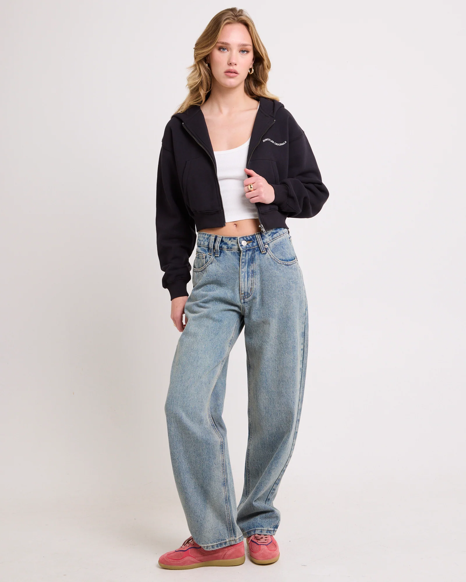 Hawaii Route 94 Cropped Zip Hoodie - Image 3