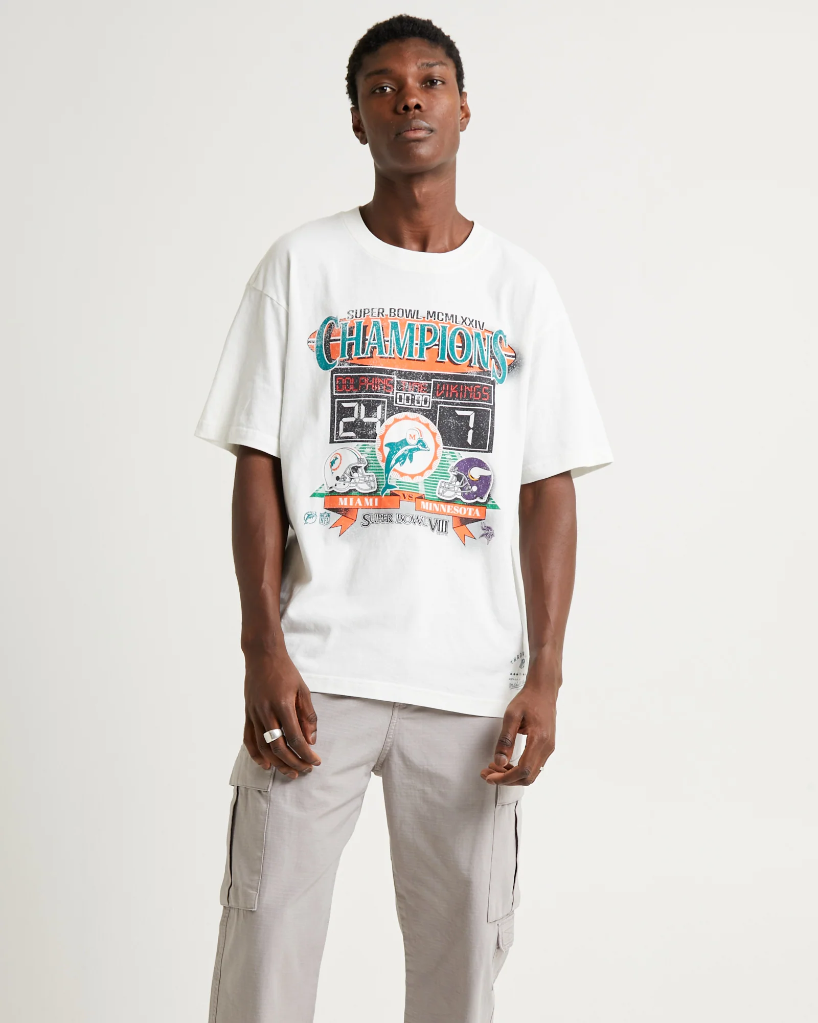 Head To Head Short Sleeve T-Shirt Dolphins Vintage White - Image 2