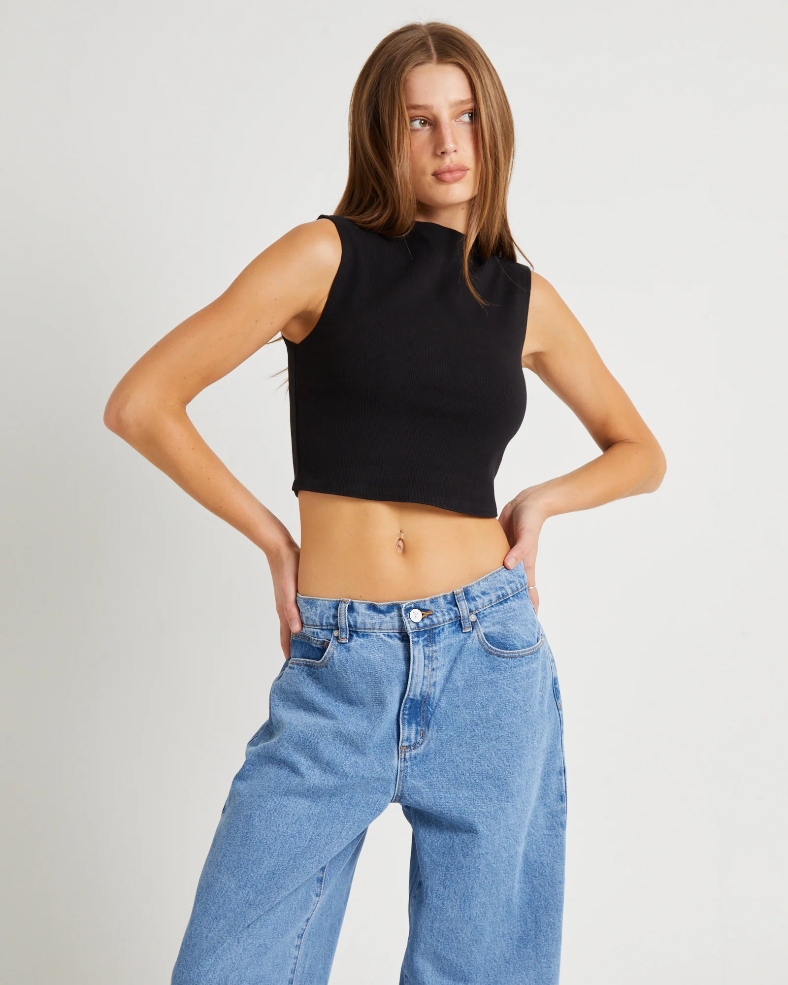 Heather Icon Mock Neck Top Black - Image 5