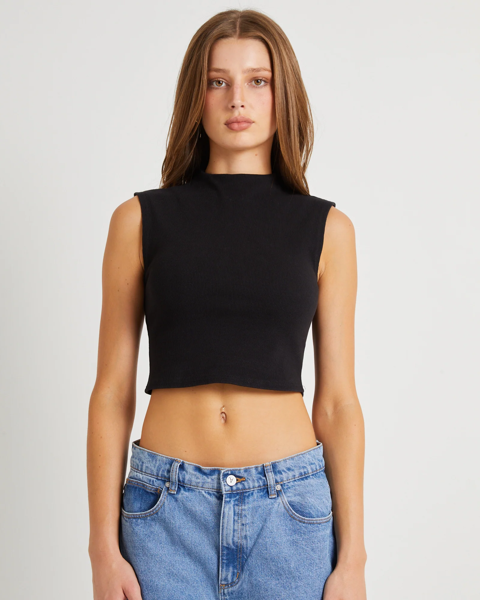 Heather Icon Mock Neck Top Black - Image 6